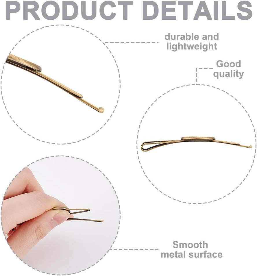 GOMAKERER Pack of 12 Hair Clips with Blank round Shelf Hair Pins Made of Brass 6 Colours with 12 Pieces 19.5 Mm Transparent Cabochons Blank Hairpin Setting for DIY Pictures Photos Curved Cameo image number 4
