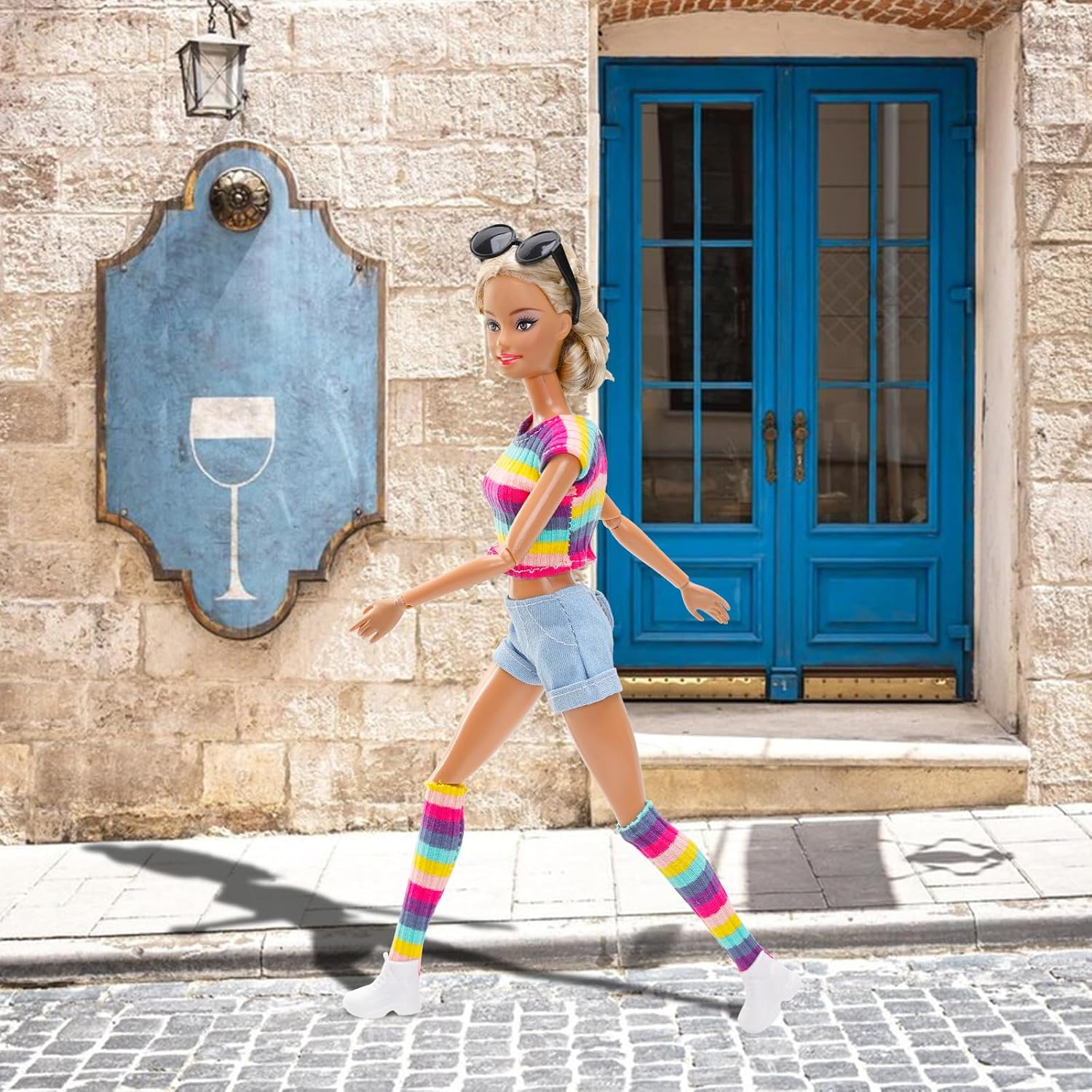 6 Set Doll Clothes Include Chic Suits Party Gown Sequin Outfit Stylish Dress with 6 Pairs of Shoes 3 Accessories for Storytelling Girl Dolls Clothing Set for 11.5 Inch Girl Dolls Fashion Pack image number 6