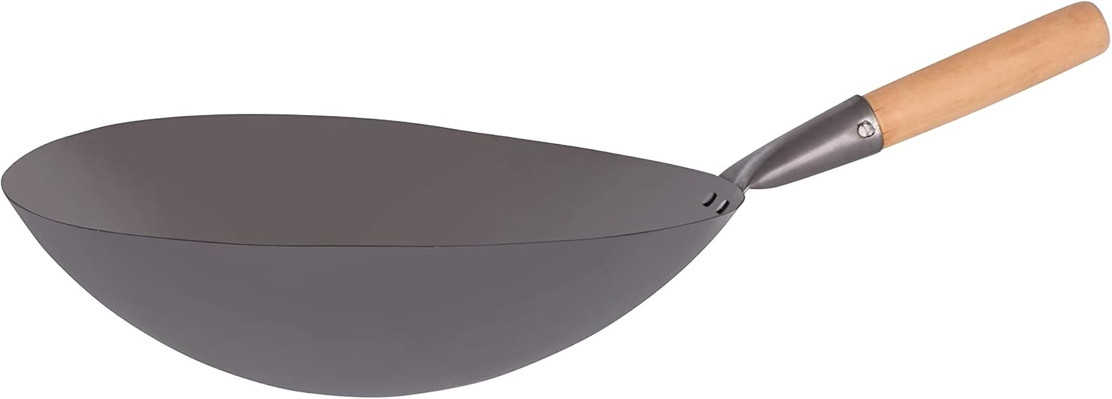 Chef Inox Iron Wok with Wood Handle, 355 Mm Diameter