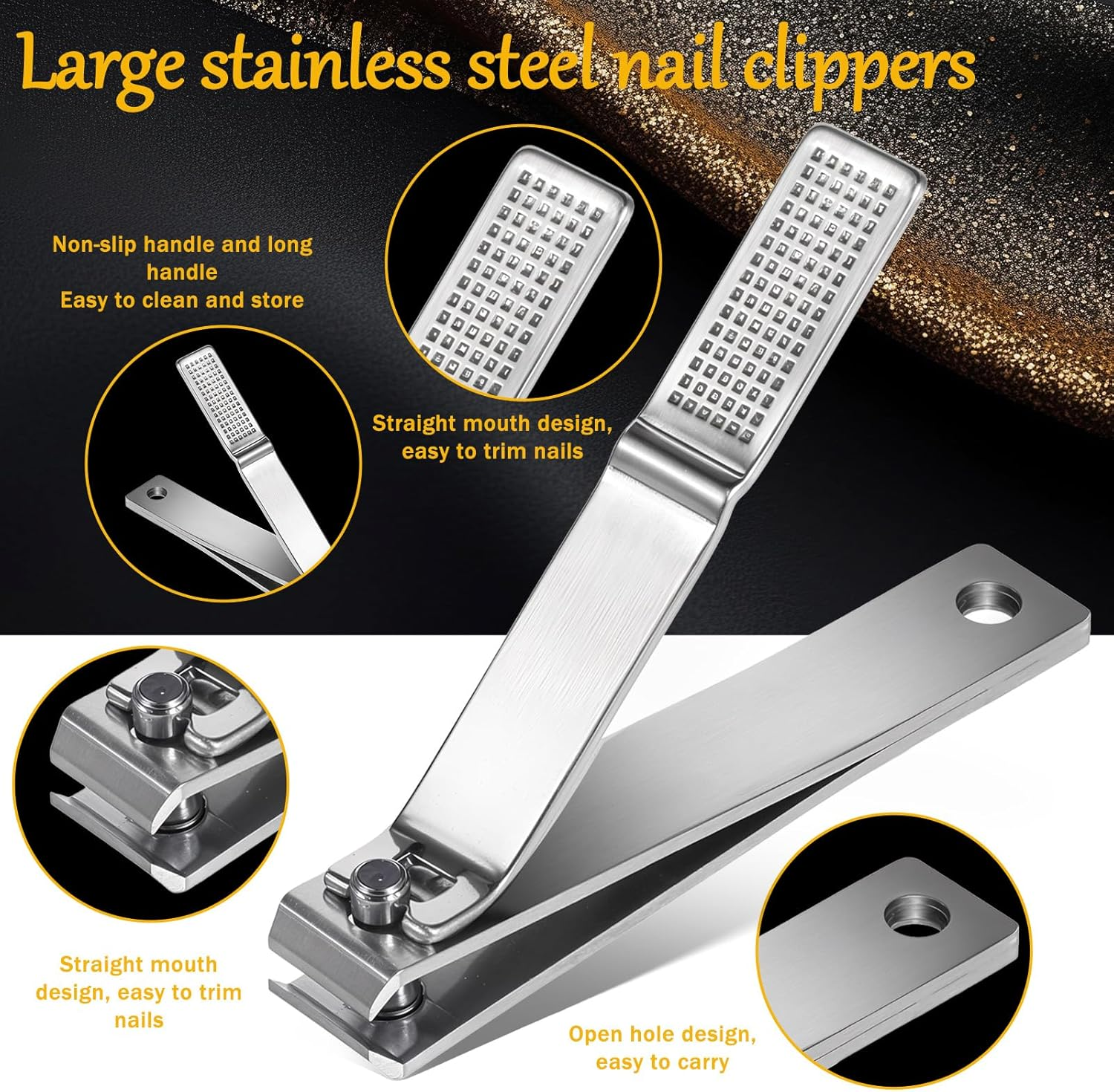 6 Pieces Straight Nail Clippers for Thick Nails Edge Toenails Clippers Stainless Steel Nails Cutters Heavy Duty Fingernail Clipper for Men Women image number 5