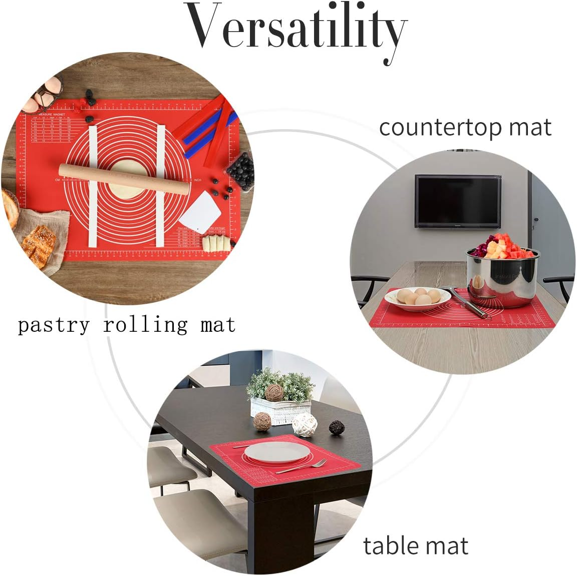 Non-Slip Silicone Pastry Mat Extra Large 28''By 20'' for Non Stick Baking Mats, Table/Countertop Placemats, Dough Rolling Mat, Kneading/Fondant/Pie Crust Mat by Super Kitchen image number 4