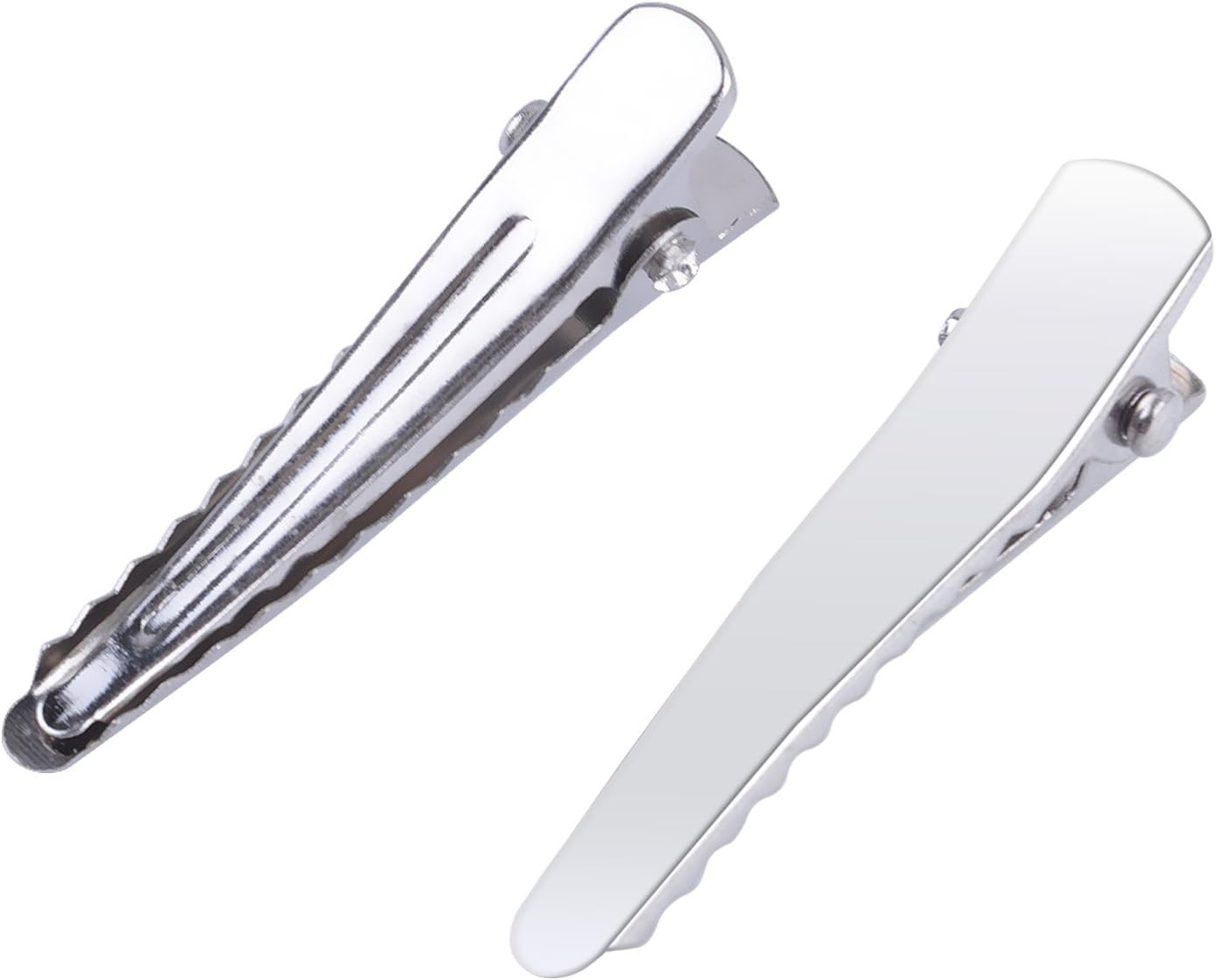 Bronagrand 100Pcs 1.38Inch Stylish Teeth Bows Hair Clips Prong Curl Clips Hairdressing Salon Hair Grip Silver Color image number 4