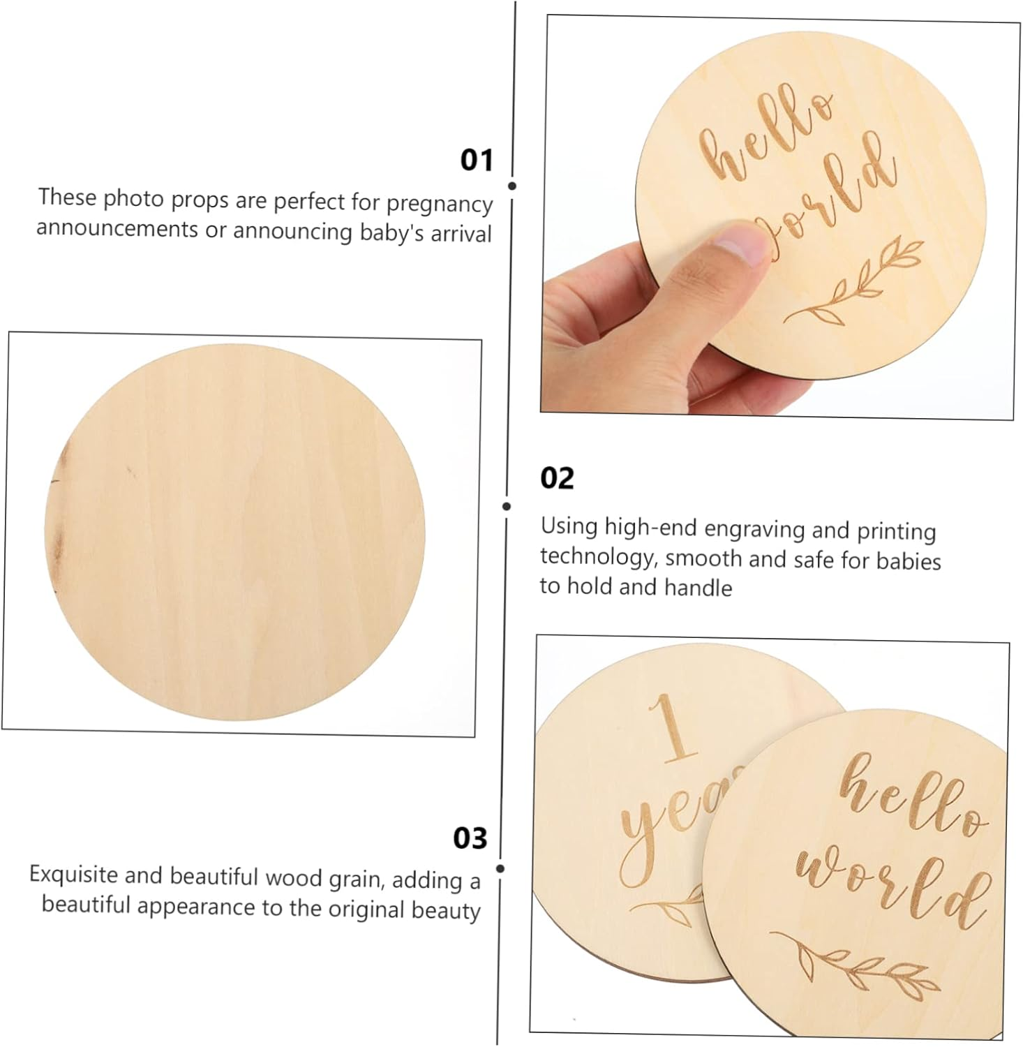 Toddmomy 13Pcs Baby Monthly Cards and Growth Commemorative Cards for Infant Photography Wooden Baby Announcement Milestone Set for Newborns and Toddlers image number 6