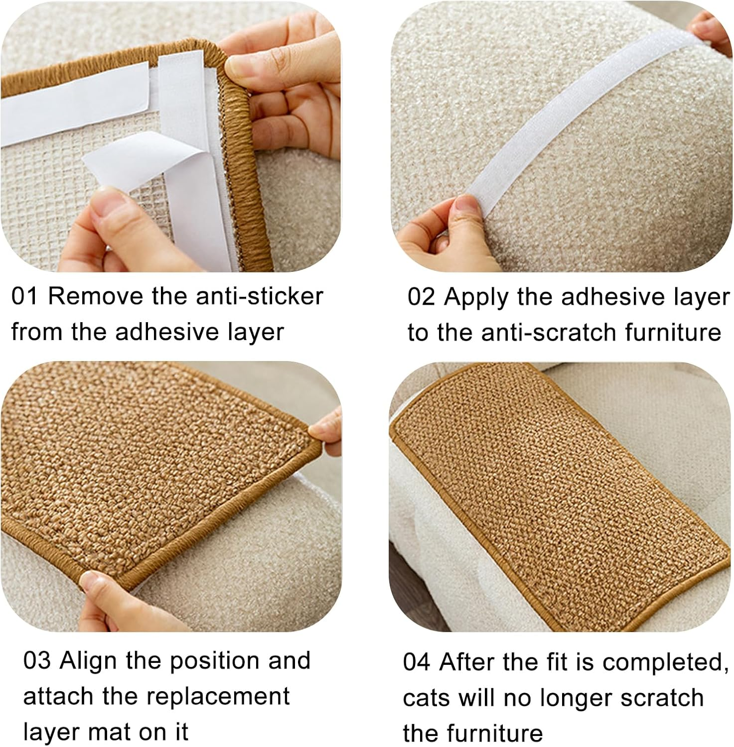 TYXHXTF 2-Piece Cat Scratching Mat Set, Brown, Protects Furniture, Durable, Non-Toxic, for Indoor Cats, Wall Mountable