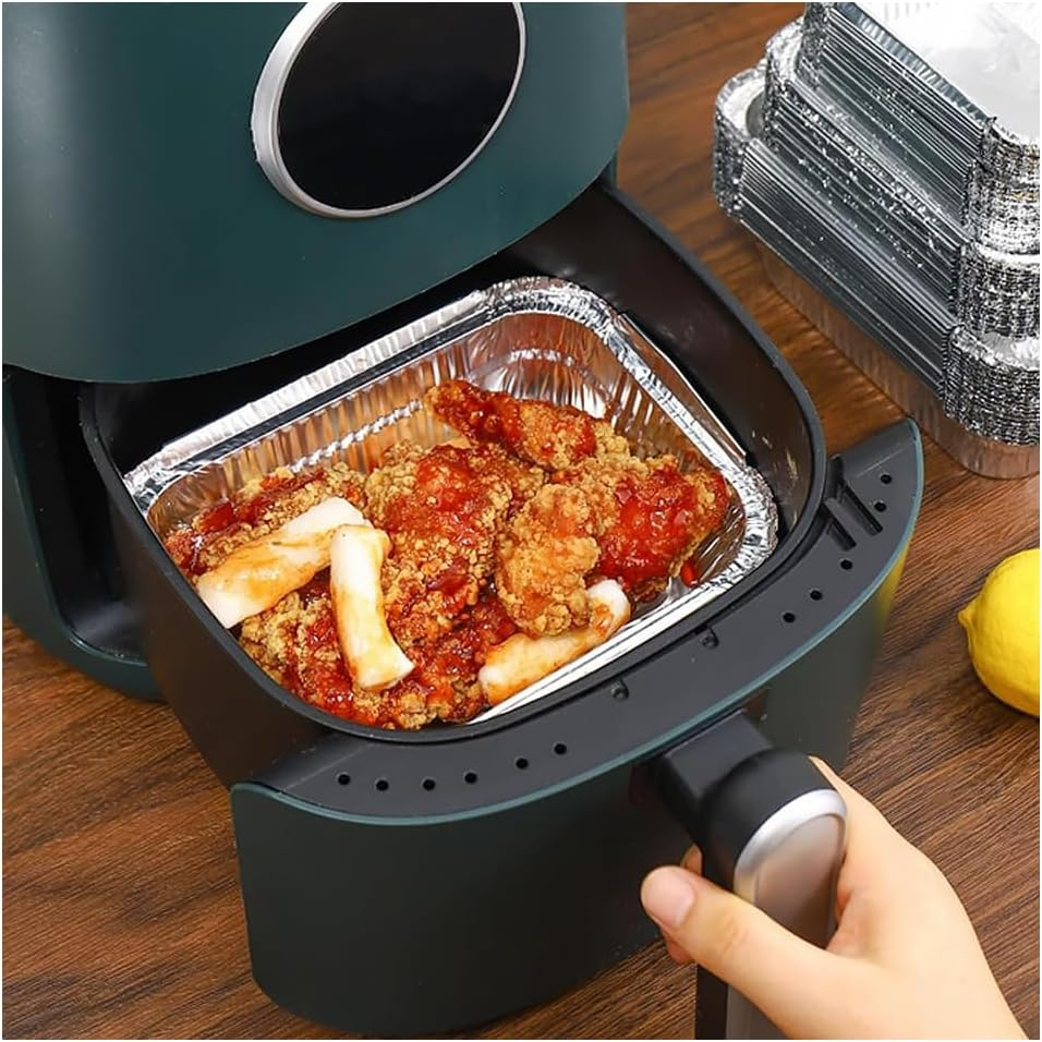 50Pcs Foil Tray Aluminium Foil Baking Trays Foil Take Out Pans, 22X16X5Cm Disposable Foil Food Containers for Roasting, Baking, Cooking (Silver) image number 3