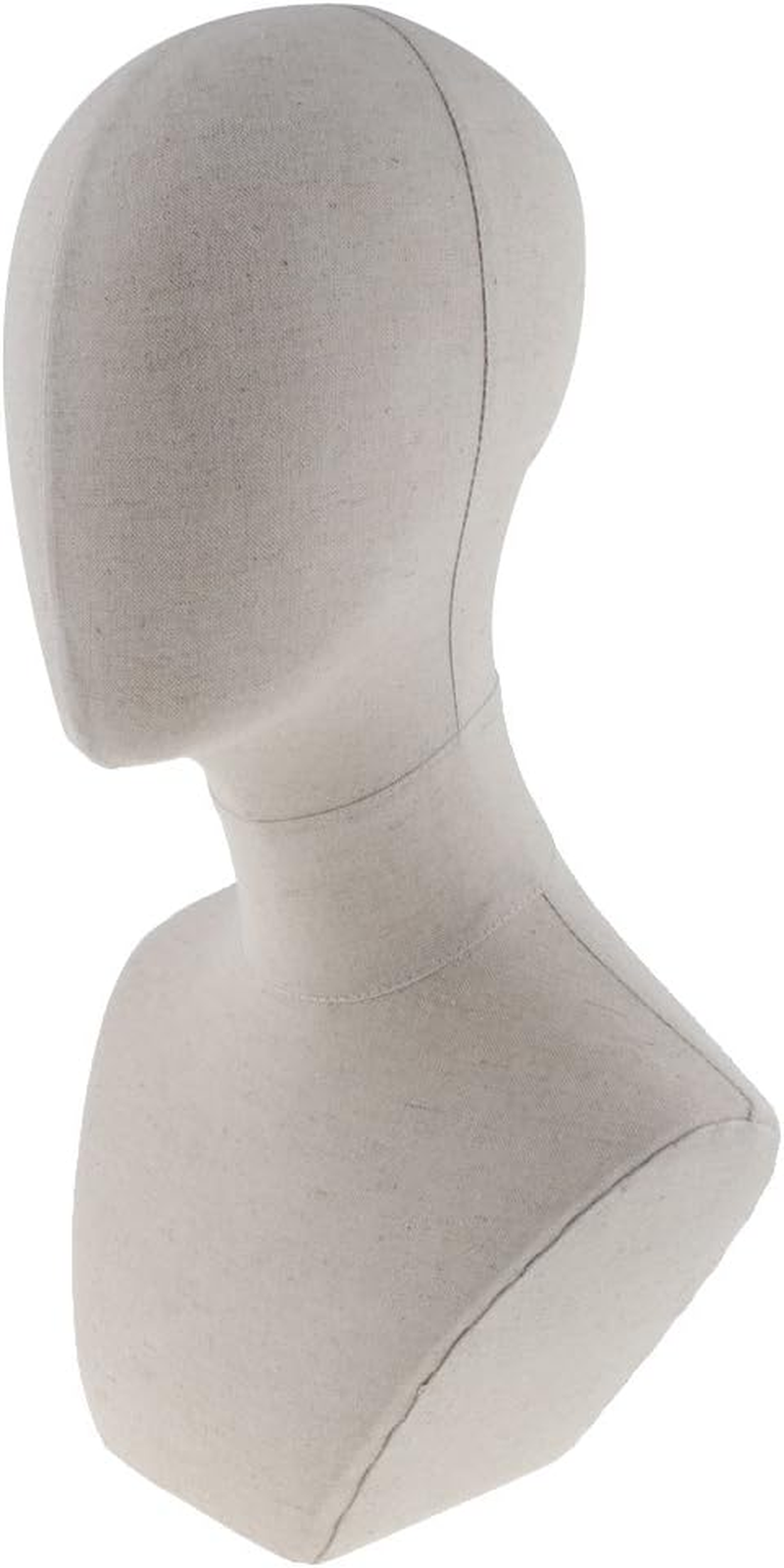 B Baosity Canvas Block Cork Head Model, Hair Wig Hairpiece Making Display Stand, Mannequin Manikin Head with Shoulder Bust image number 4
