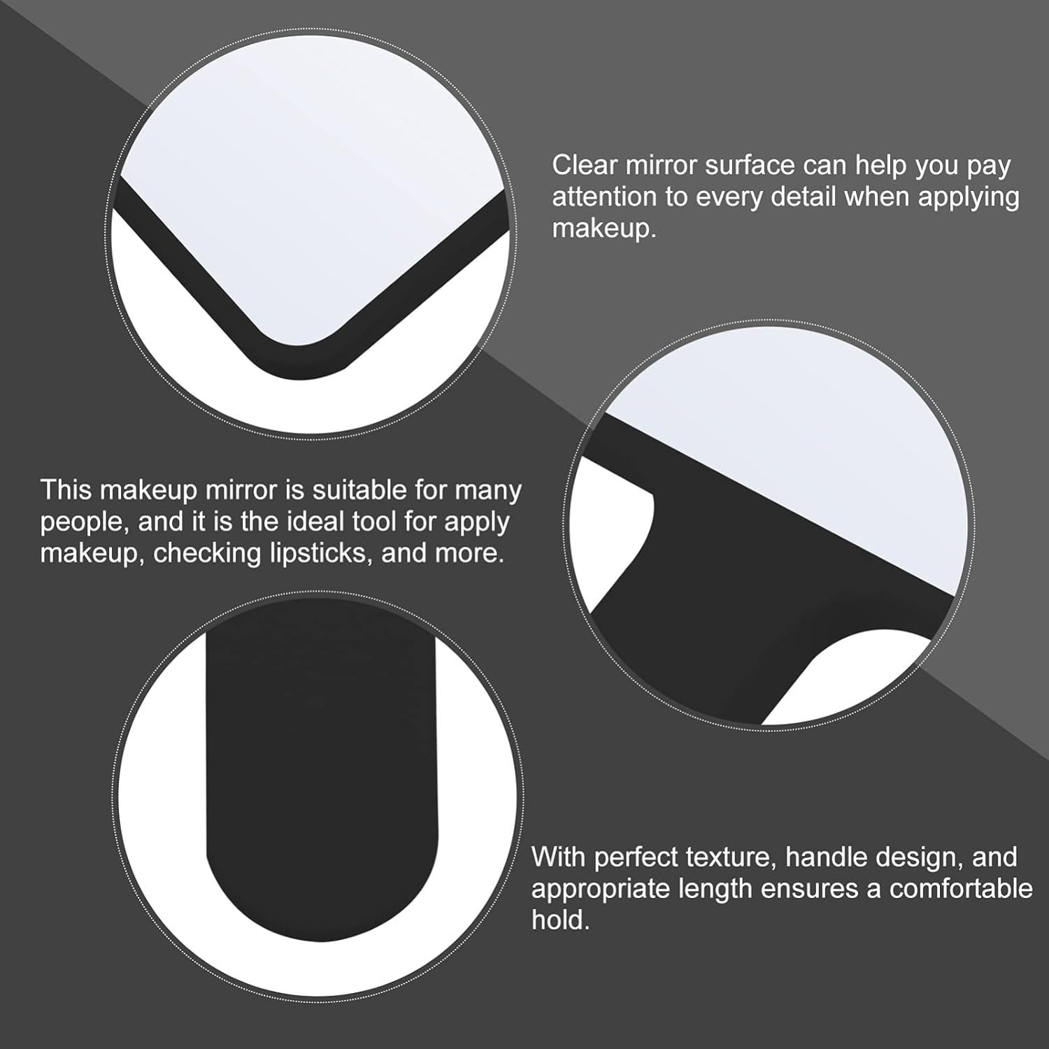 Minkissy Vintage Heart Shaped Hand Mirror with Handle - Handheld Makeup Vanity Mirror for Travel, Home and Salon - Black Round image number 2