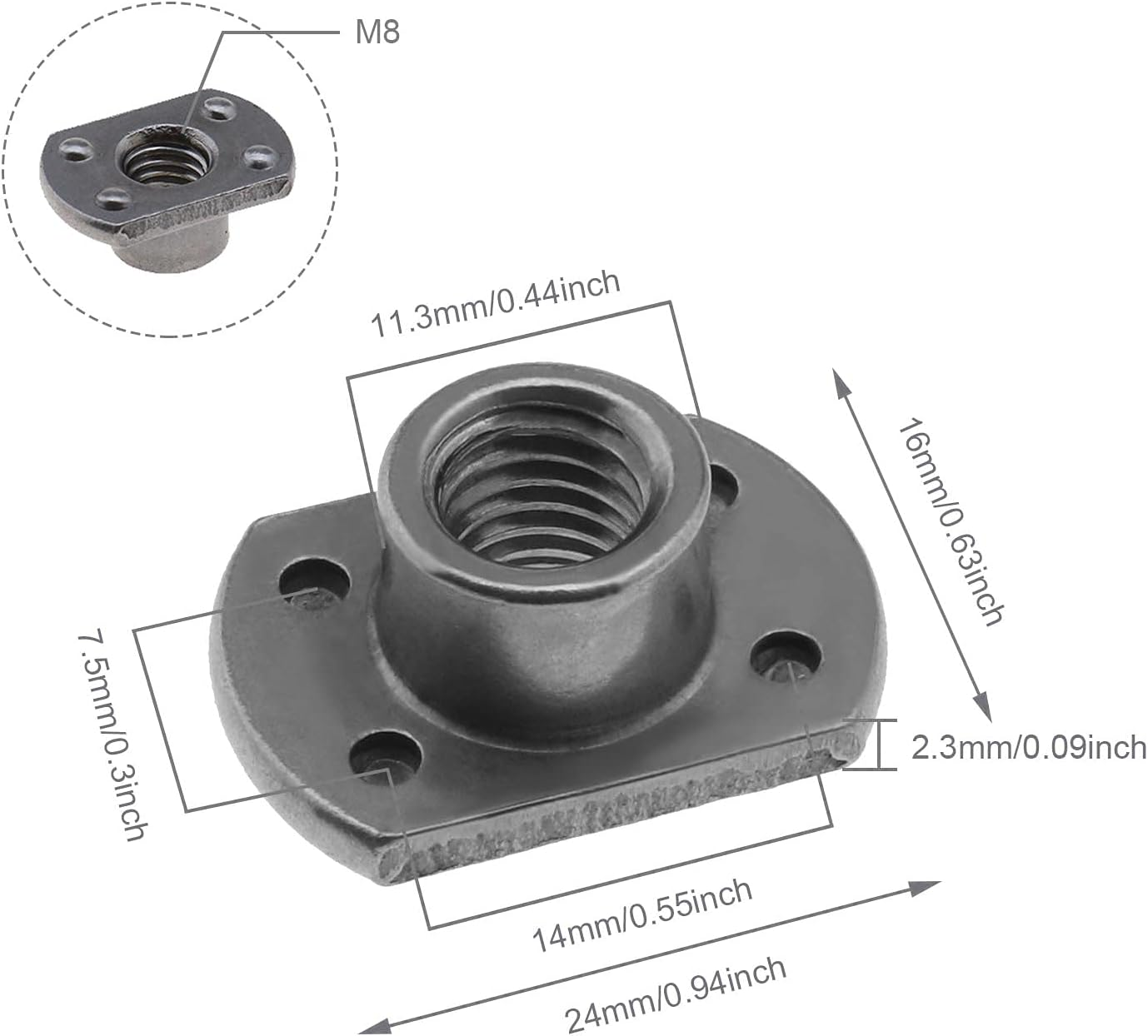 Emsea 15Pcs Weld Nuts M6/M8/M10 Tab Base UNC Carbon Steel Machine Screw 2/4 Projection