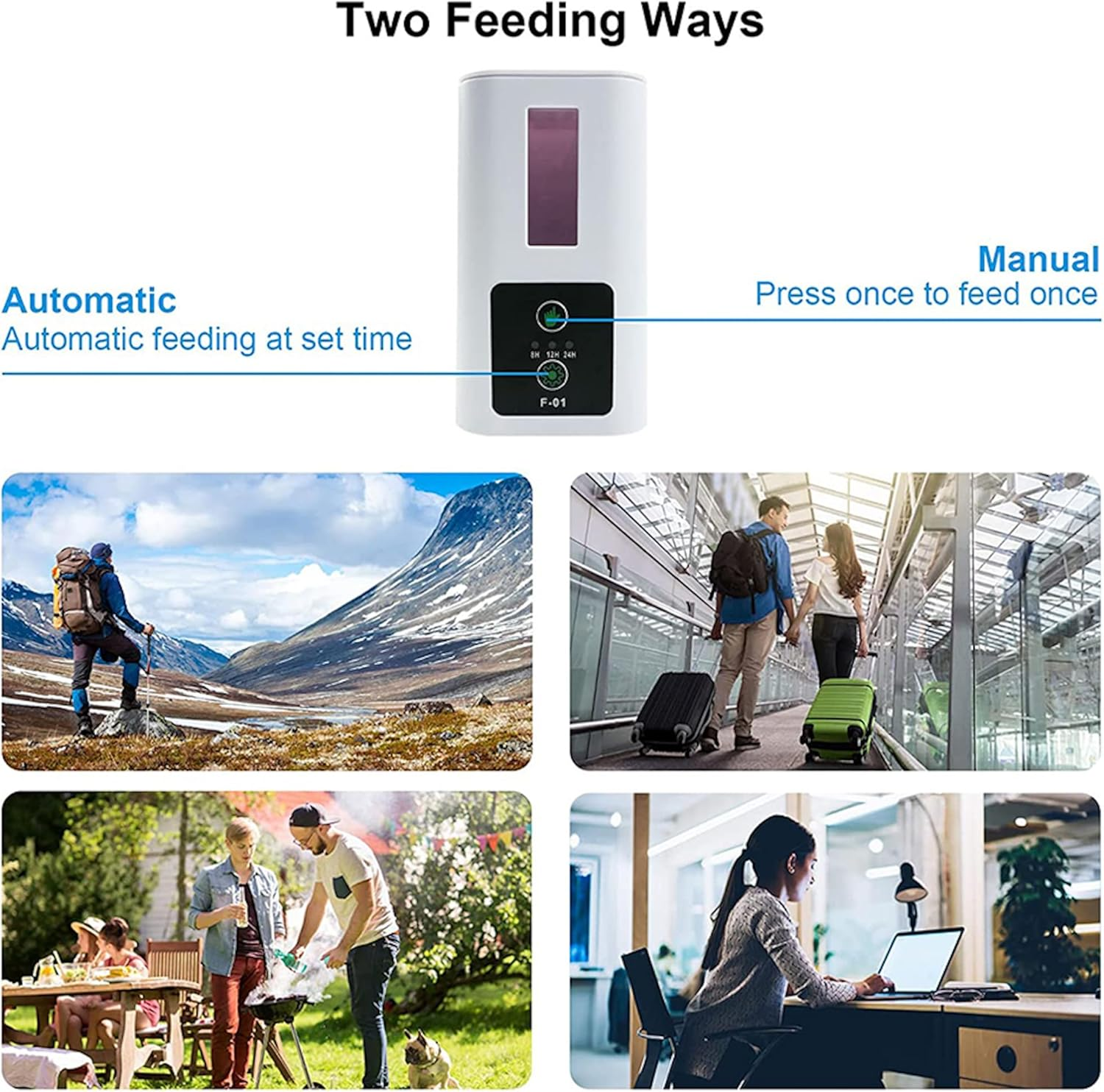 Generic 00ML Automatic Fish Feeder, 400Ml Capacity, 8/12/24H Timer, Moisture-Proof, Smart Fish Food Dispenser for Aquarium Fish Tank image number 2