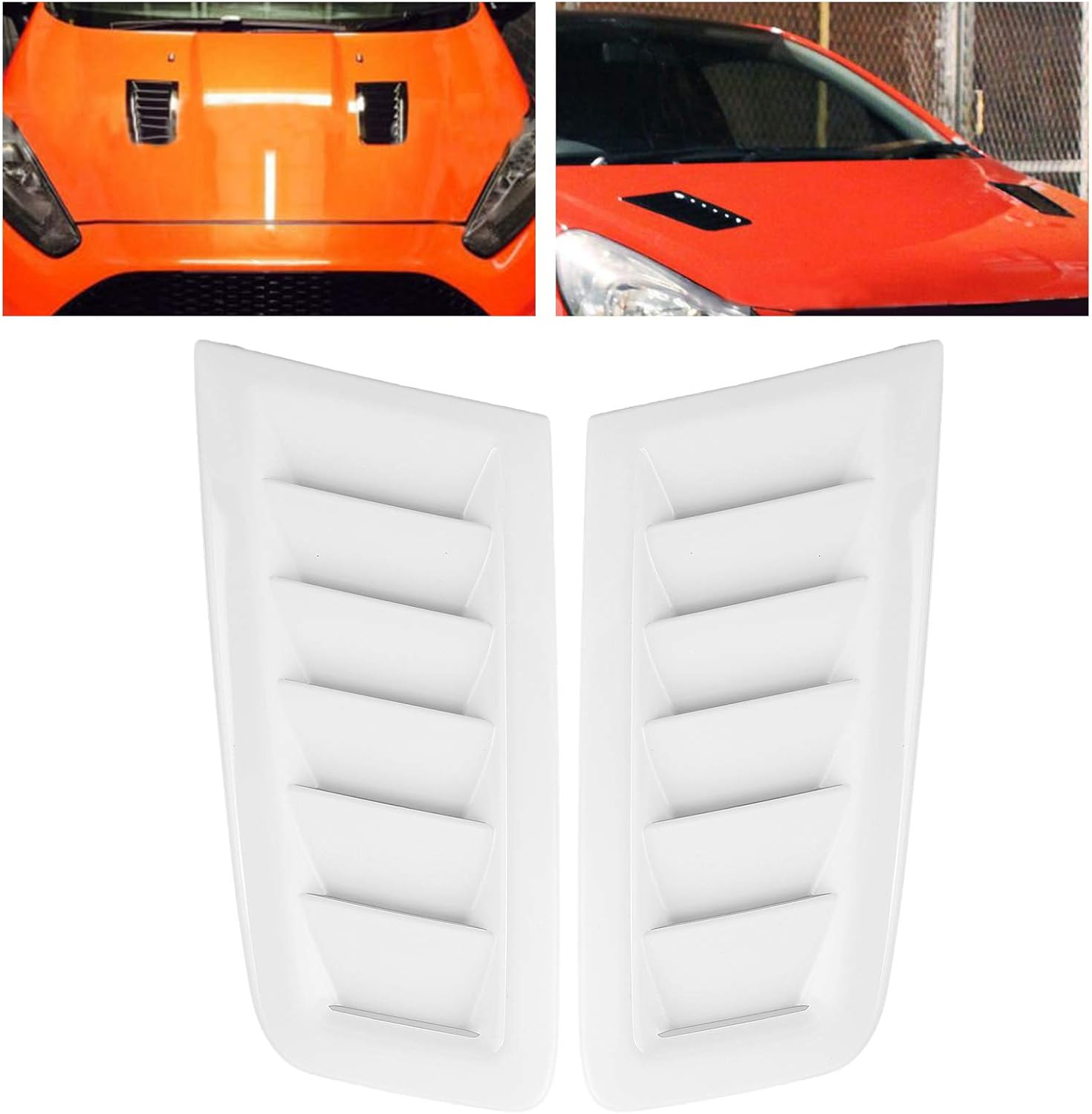 Carbon Fiber Hood, Bonnet Vents Front Bonnet Vent Universal Hood Vent Car, Bonnet Vent for RS Style Car Front Vent(Bright White) image number 1