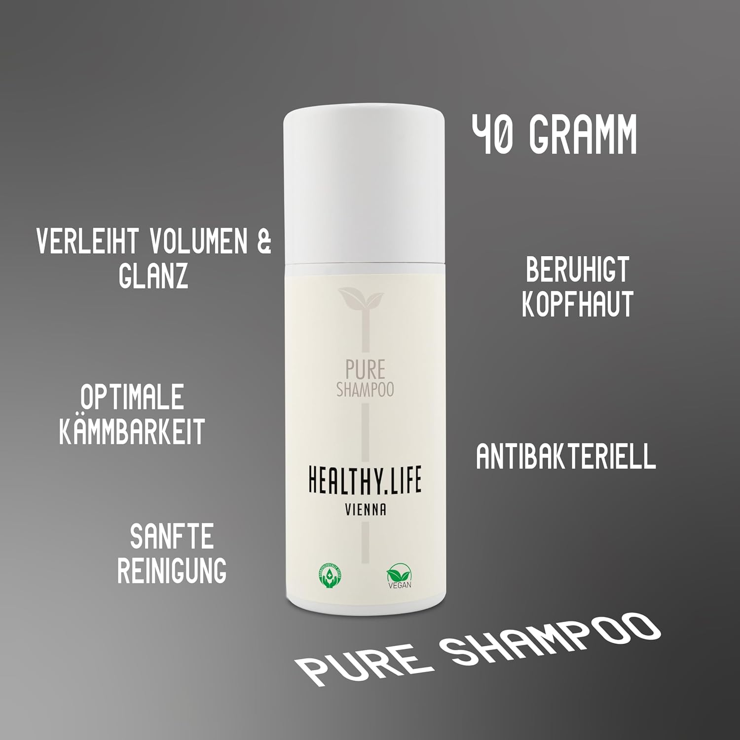 HLV - Powder Shampoo - Foam Shampoo for All Hair Types - Mild Cleansing with Cornflower Extract, Vegan, Derma Tested, Anhydrous, No Preservatives, Anti-Inflammatory & Antibacterial (40 G) image number 1