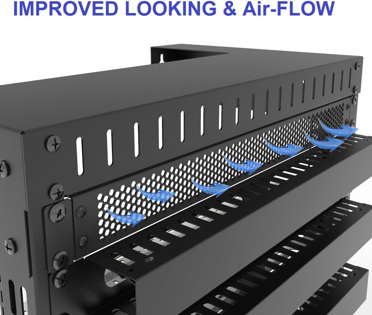 JINGCHENGMEI 1U Perforated Rack Mount Blank Panel - Steel 1U Spacer Panel for 19-Inch Network Cabinet or Server Rack Black, JCM-19NA image number 1