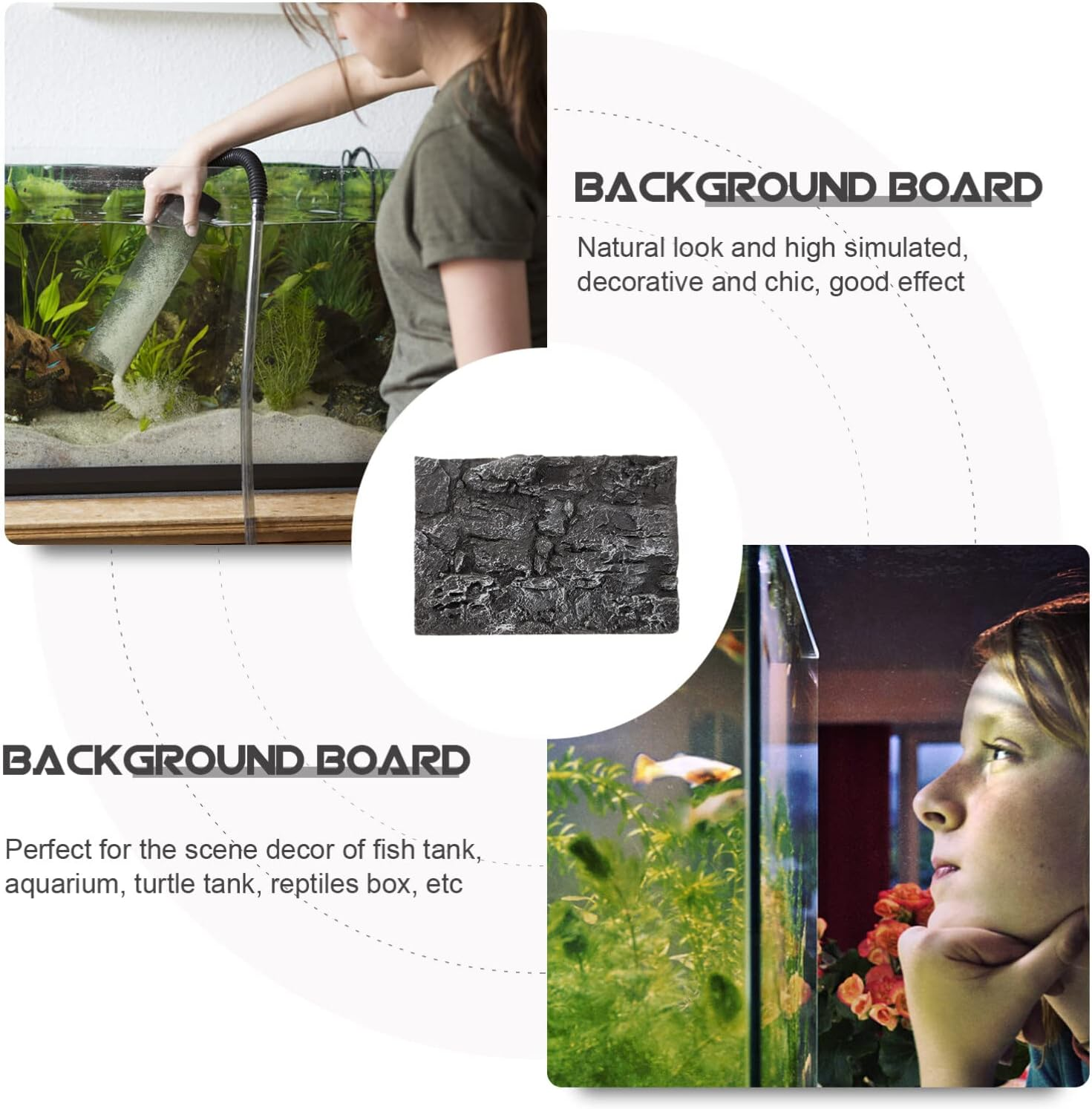 Kisangel Terrarium Background 3D Reptile Tank Background Snake Habitat Rock Wall Backdrop Decor,Dark Grey image number 5