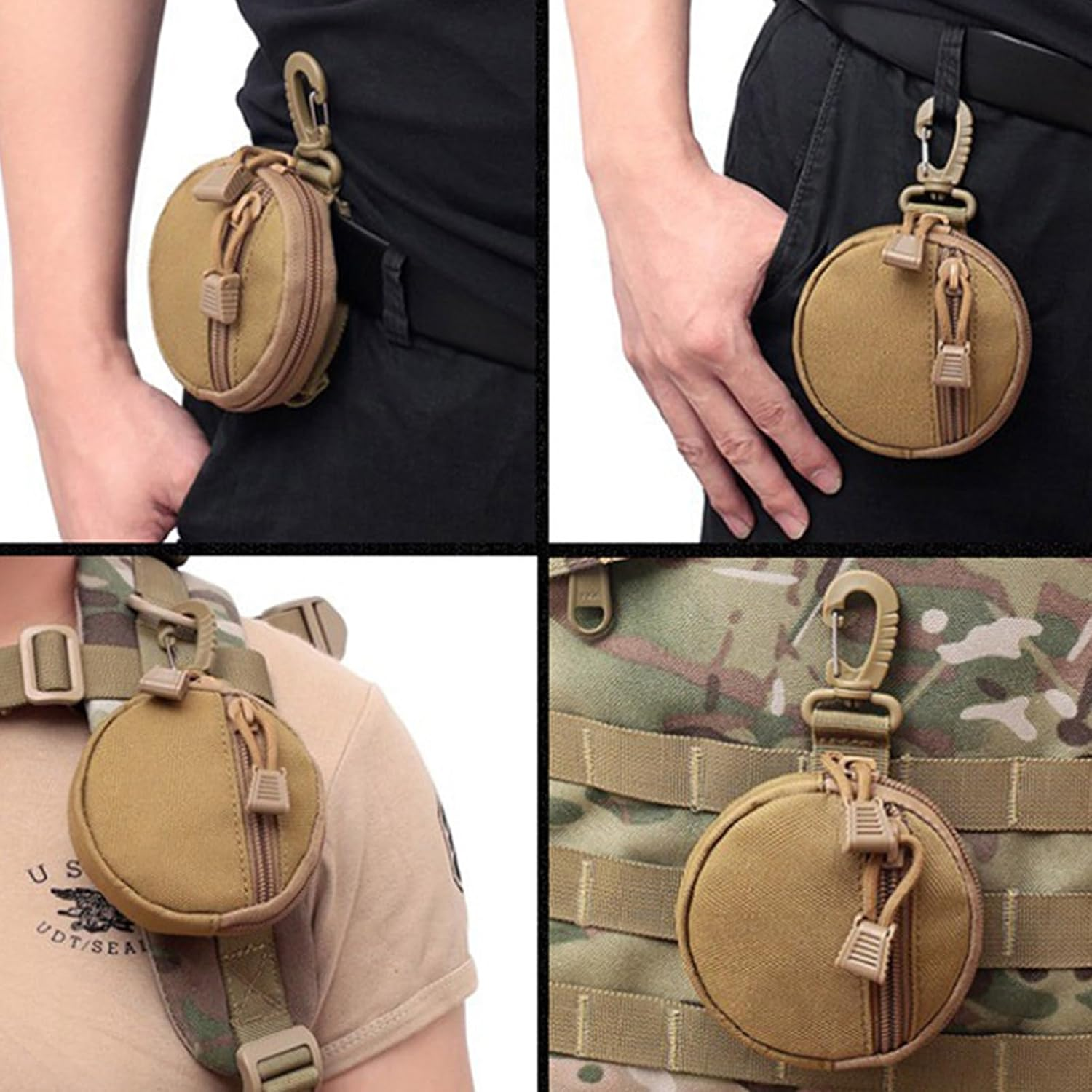 Small Keychain Coin Purse Keychain Small round Coin Holder Headset Pack Gear Accessories, A image number 6