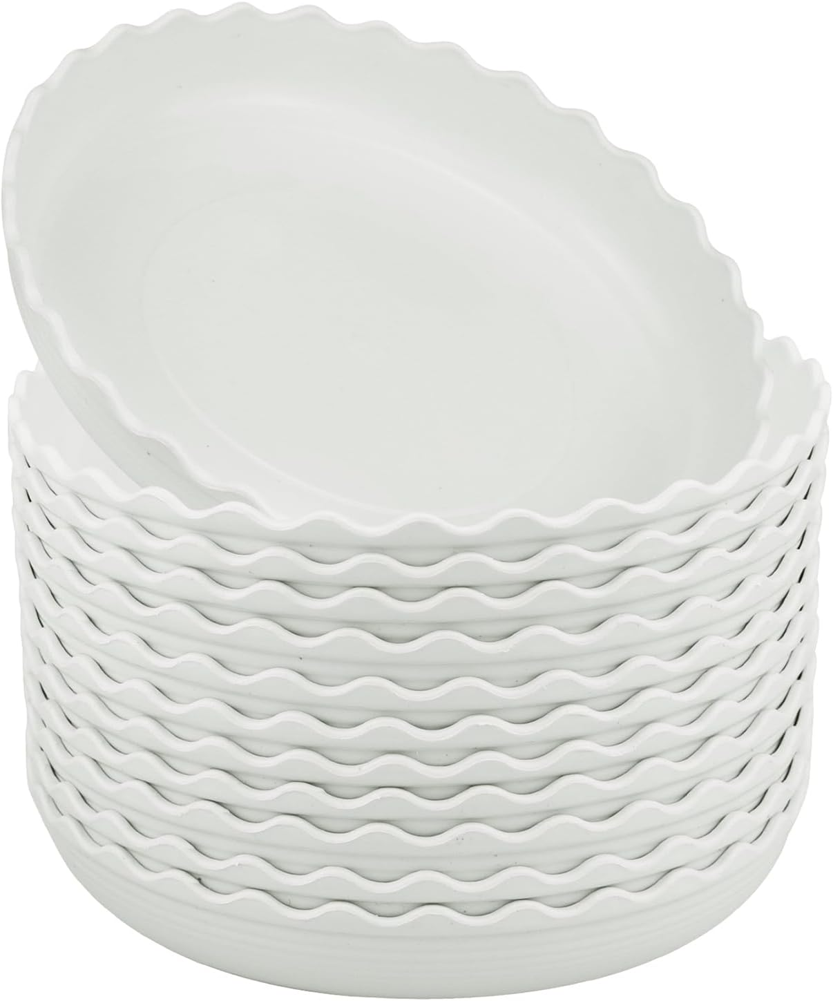 12 Pack White Flower Pot Trays - Durable Plastic Saucers for Small to Medium Planters, Ideal for Home, Office, Garden & Balcony image number 5