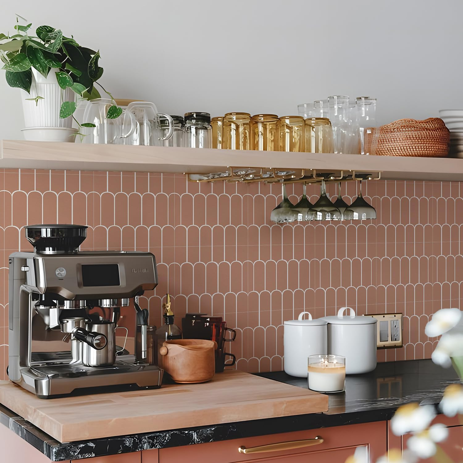 Alwayspon Orange Tile Stickers Self Adhesive Wall Tile Stickers Splash Guard Vinyl Stickers Set of 10 20X20Cm