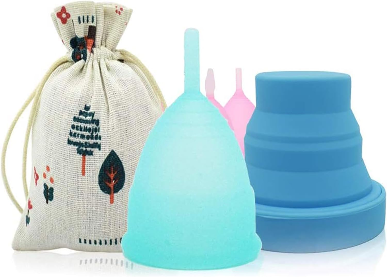 3PCS Foldable Menstrual Sterilizing Cup Set Women Hygiene Cups with Collapsible Silicone Cup S Size image number 3