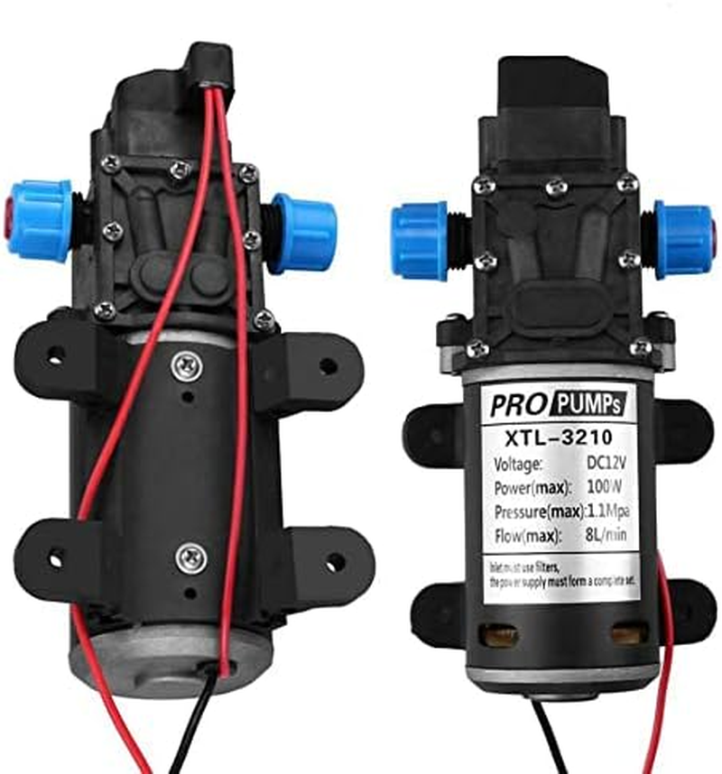 100W 12V 160PSI Pressure Water Pump 8L/Min Self-Priming Caravan Camping Boat