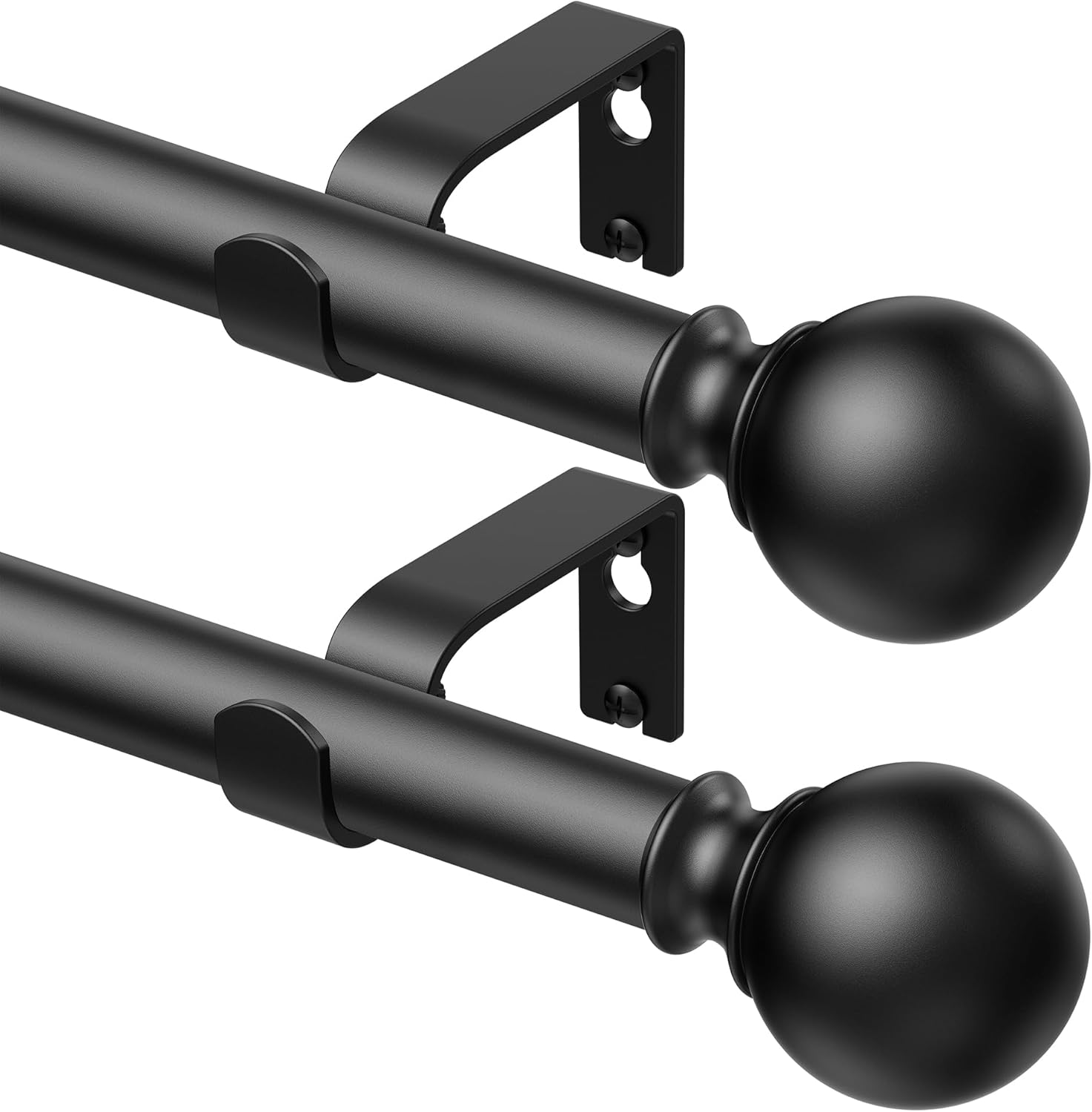Curtain Rods 300 Cm for Window 279 Cm, Adjustable Length Heavy Duty Diameter 2.2 Cm, Ball Finials Black image number 4