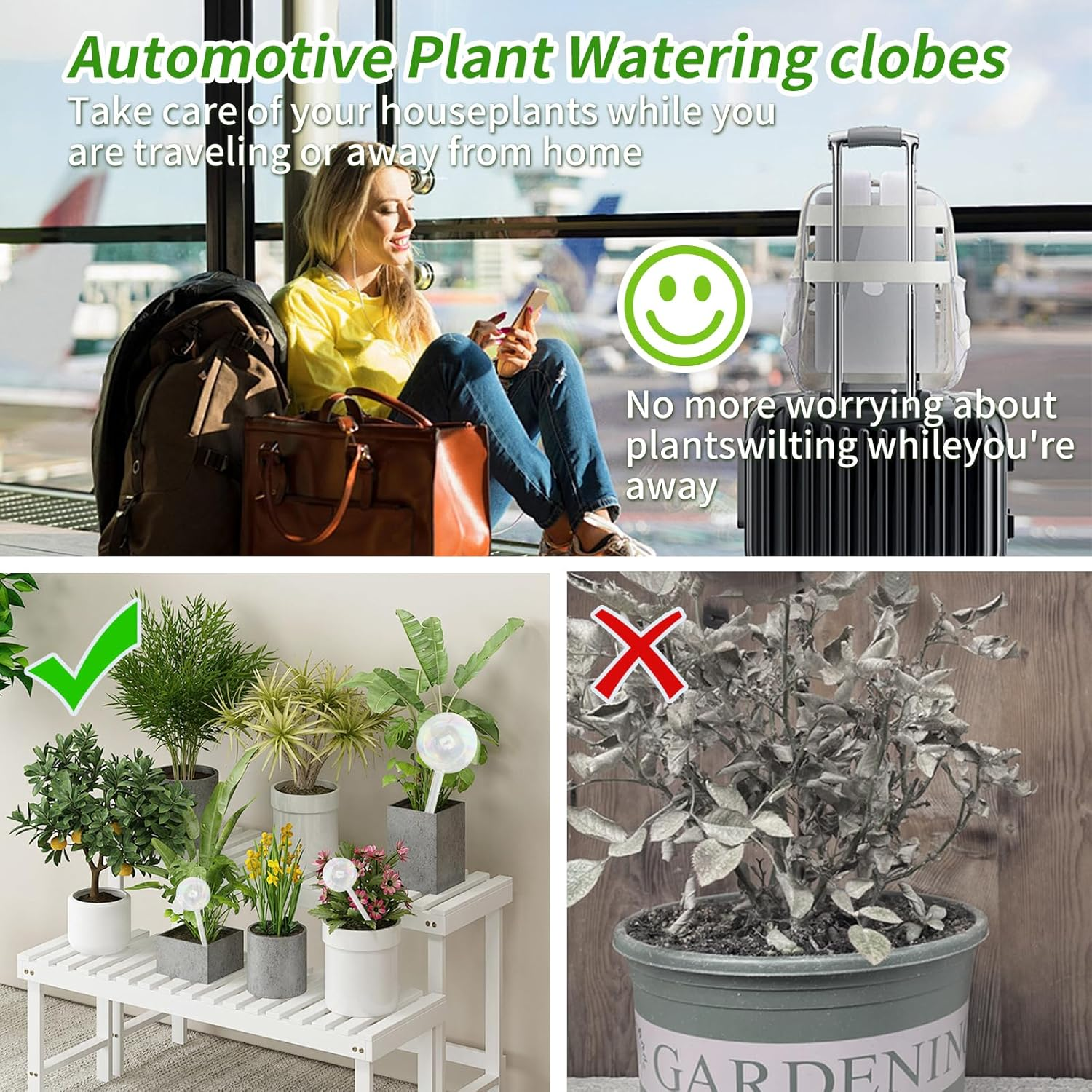 Aiiyiihii 4 Pack Plant Watering Globes, Colorful Clear Glass Water Bulbs for Indoor Plants, Decorative Automatic Water Globes for Outdoor Plants, Glass Plant Self Watering Globes for Indoor Plants - Global image number 4