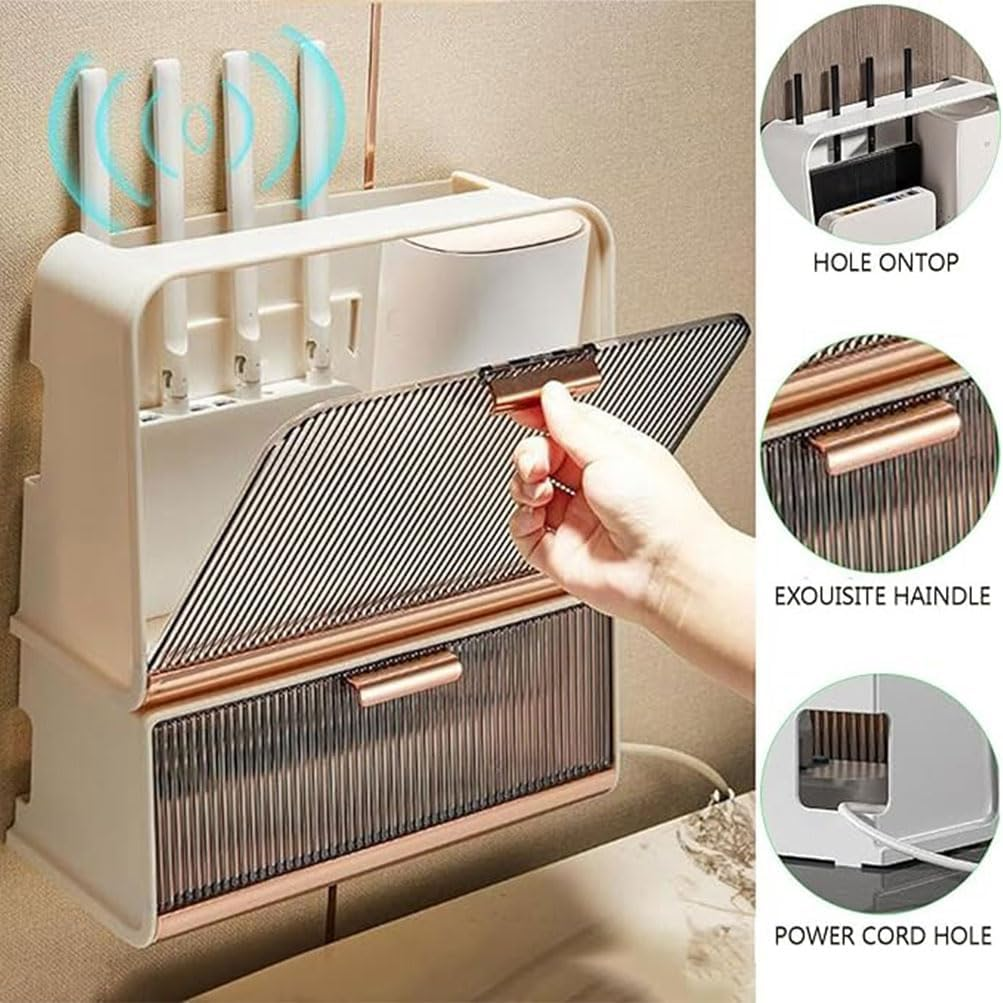 Router Storage Box Router Shelf Wall Mount Wifi Router Storage Box Wire Storage Box Power Socket Storage Box Cord Hider Box to Conceal Power Strips on Desk or Floor image number 1