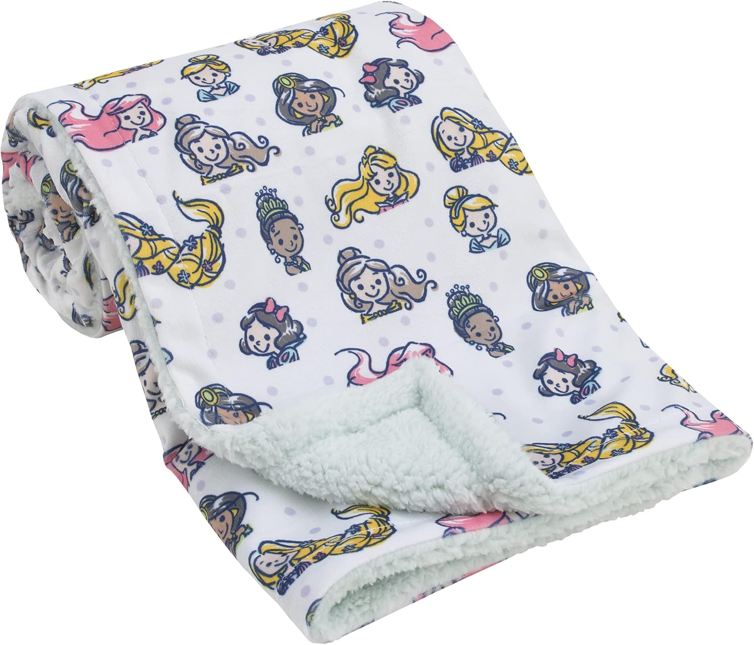 Disney Winnie the Pooh White, Yellow, and Aqua Sunshine and Clouds Super Soft Velboa with Sherpa Back Baby Blanket