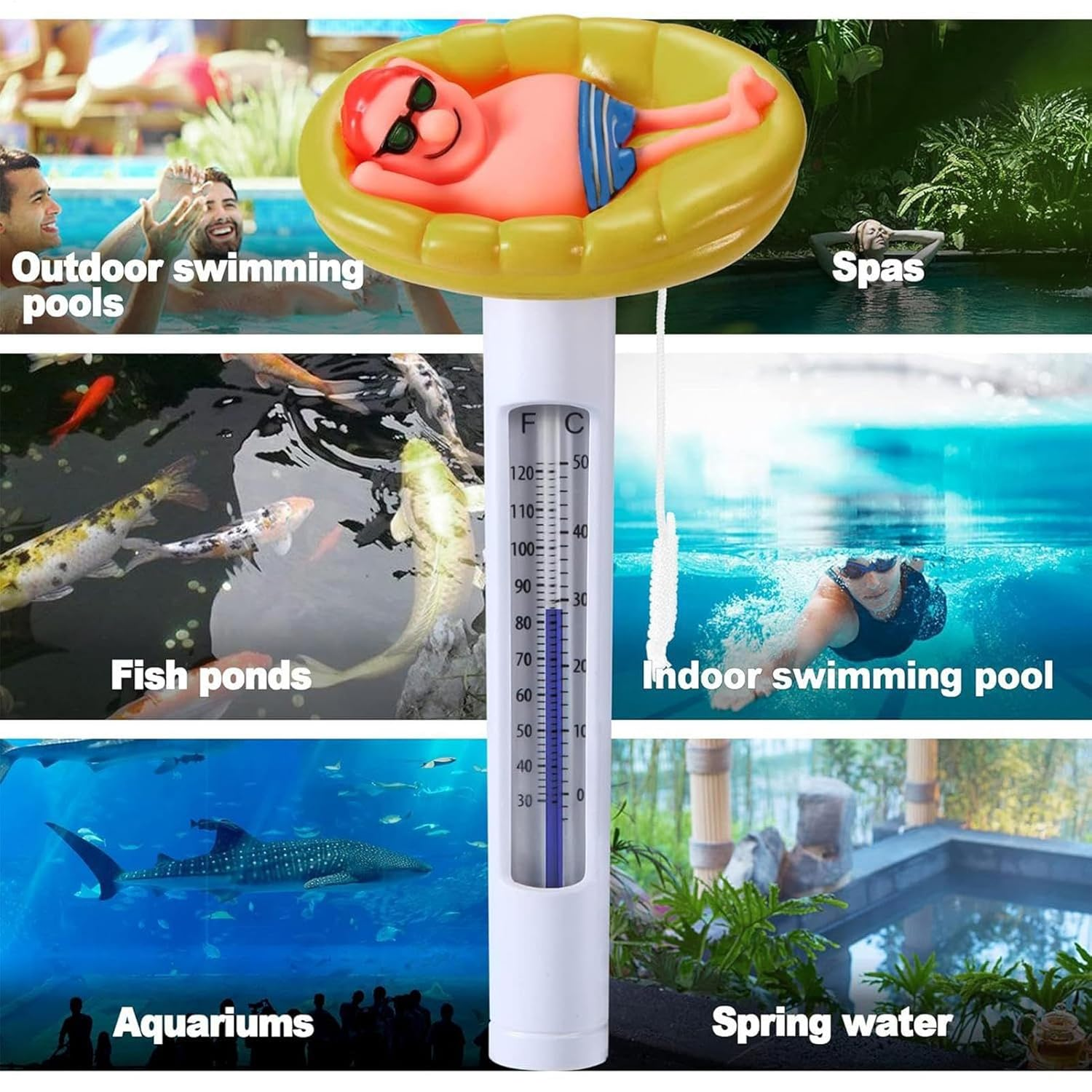 Solar Pool Therrmometer - Accurate Water Temperature Thermometer | Floating Pool Thermometer for Easy Use | Water Temperature Gauge for Precise Poool Monitoring and Enjoyable Swimming image number 3