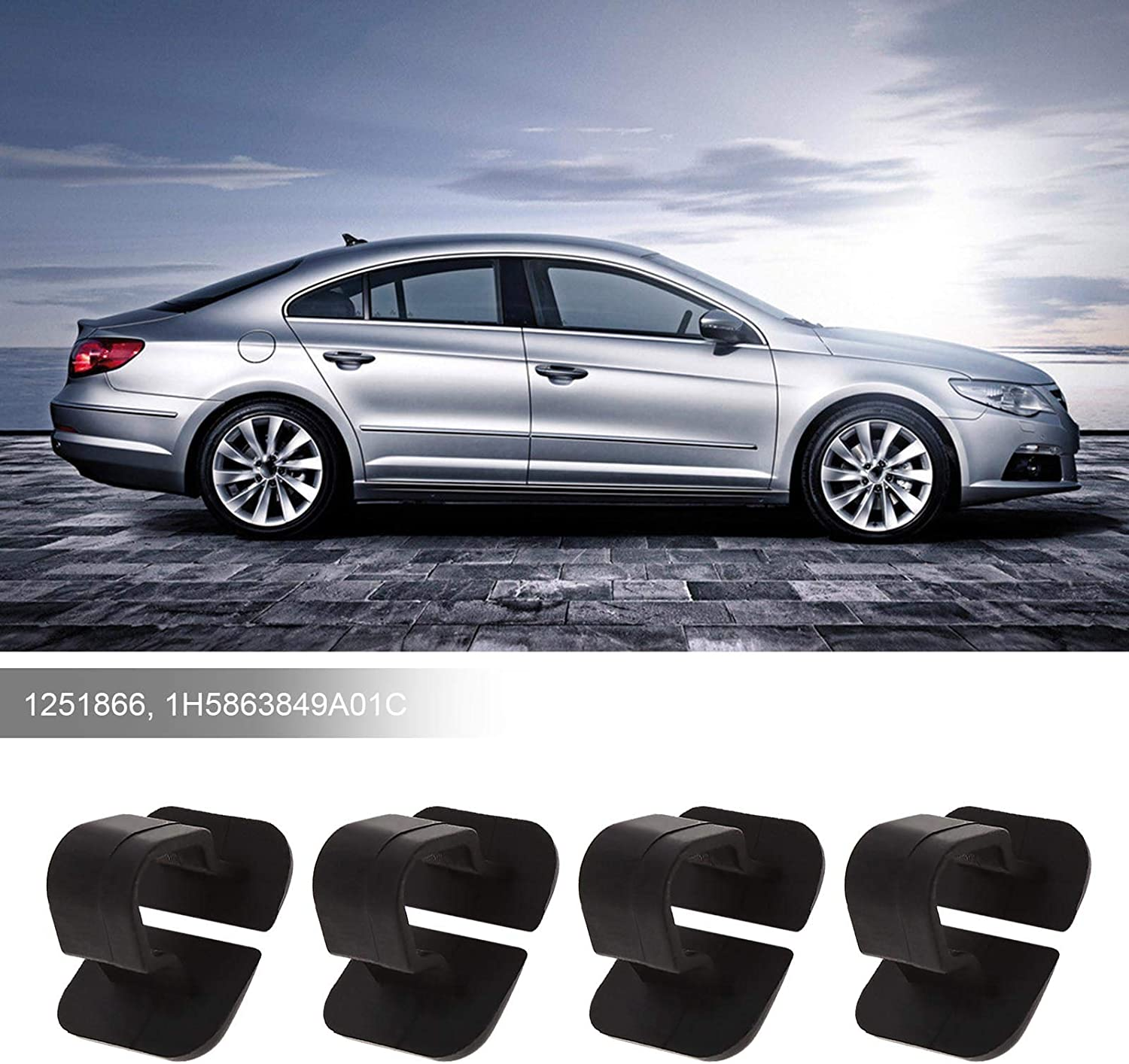 Emsea 20Pcs Car Bonnet Insulation Pad Holder Clip Auto Hood Plastic Buckle Fastener Retainer 1251866 1H5863849A01C Black Fits 15Mm Hole image number 6