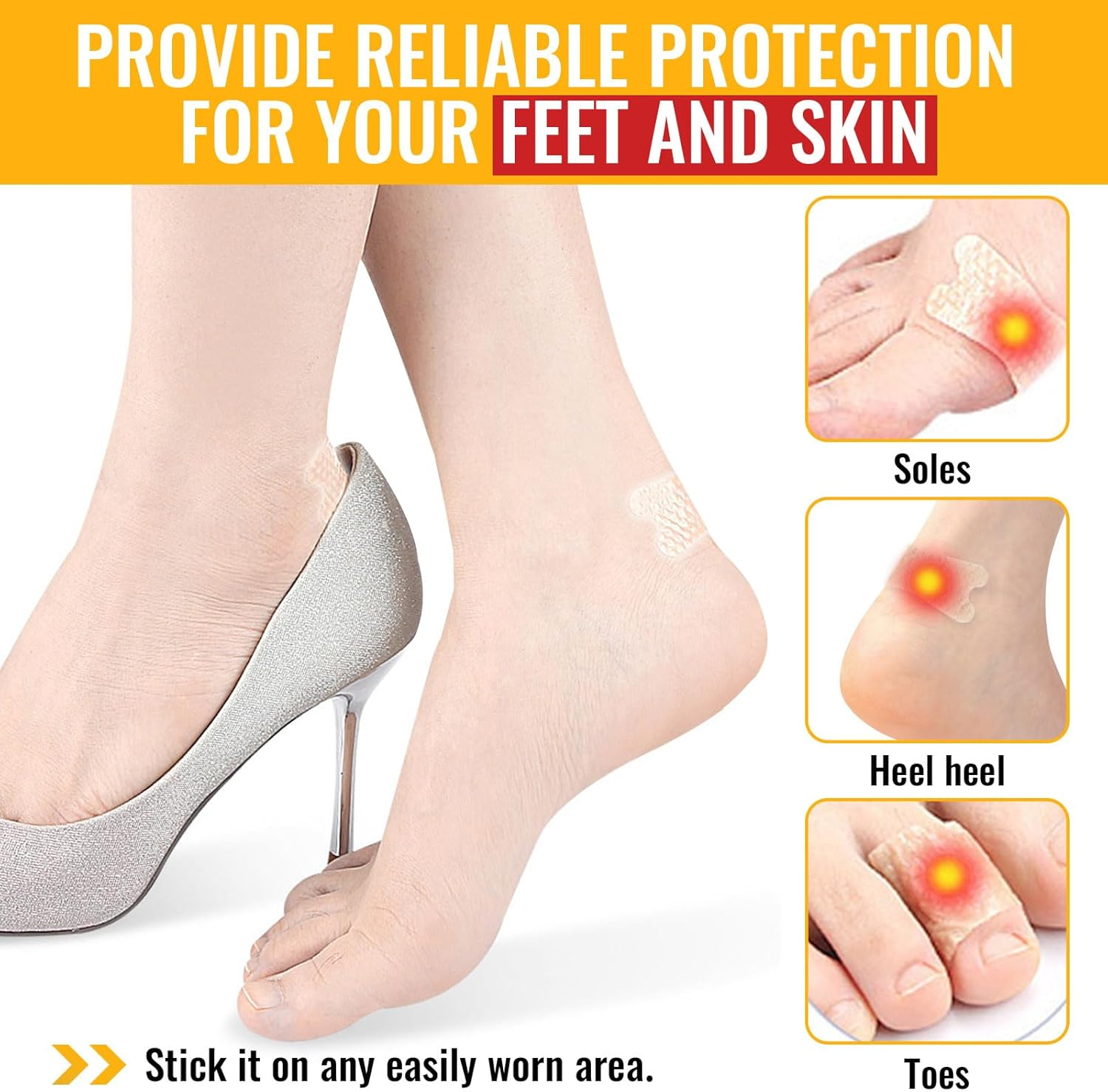 120 Pack Blister Bandages for Feet, Blister Prevention Pads for Heel Toe Finger, Waterproof Invisible Heel Protector Cushion Tape, Care Travel Essentials, Clear