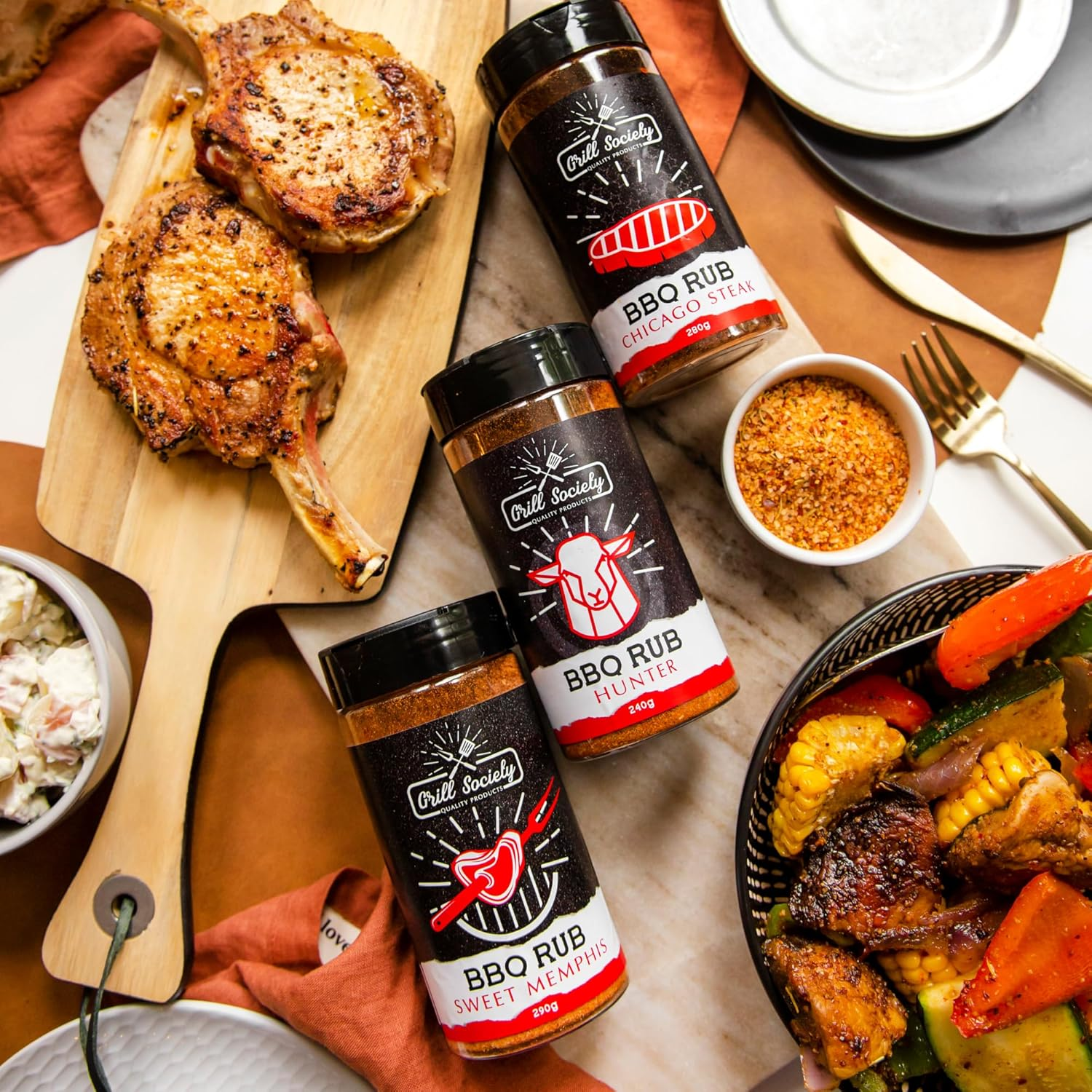 Grill Society Sweet Memphis, Hunter, Chicago Steak, 3 Pack BBQ Rub, 720G &ndash; Spices BBQ Rub Gift Set for Grilling, Roasting, Steaks, Ribs and BBQ Lovers image number 2