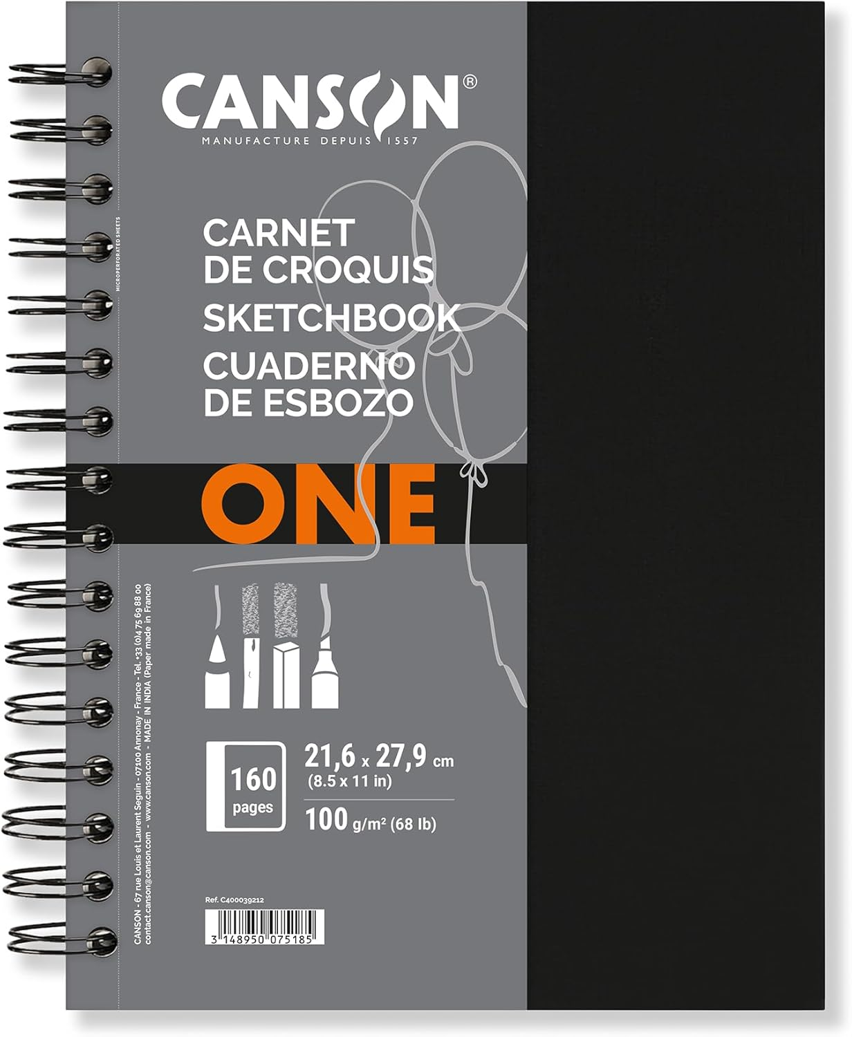 Canson Artbook ONE - 14X21.6Cm Spiral-Bound Sketchbook Including 80 Sheets of 100Gsm Drawing Paper image number 2