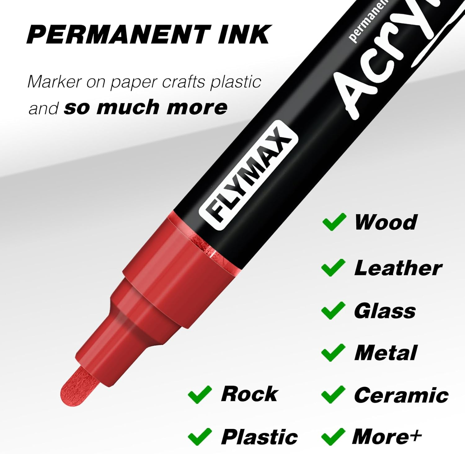 Red Marker Paint Pens 2.5Mm- Permanent Marker Pens Red Acrylic Paint Water-Based Medium Tip Waterproof Quick-Drying (3 in 1Pack)
