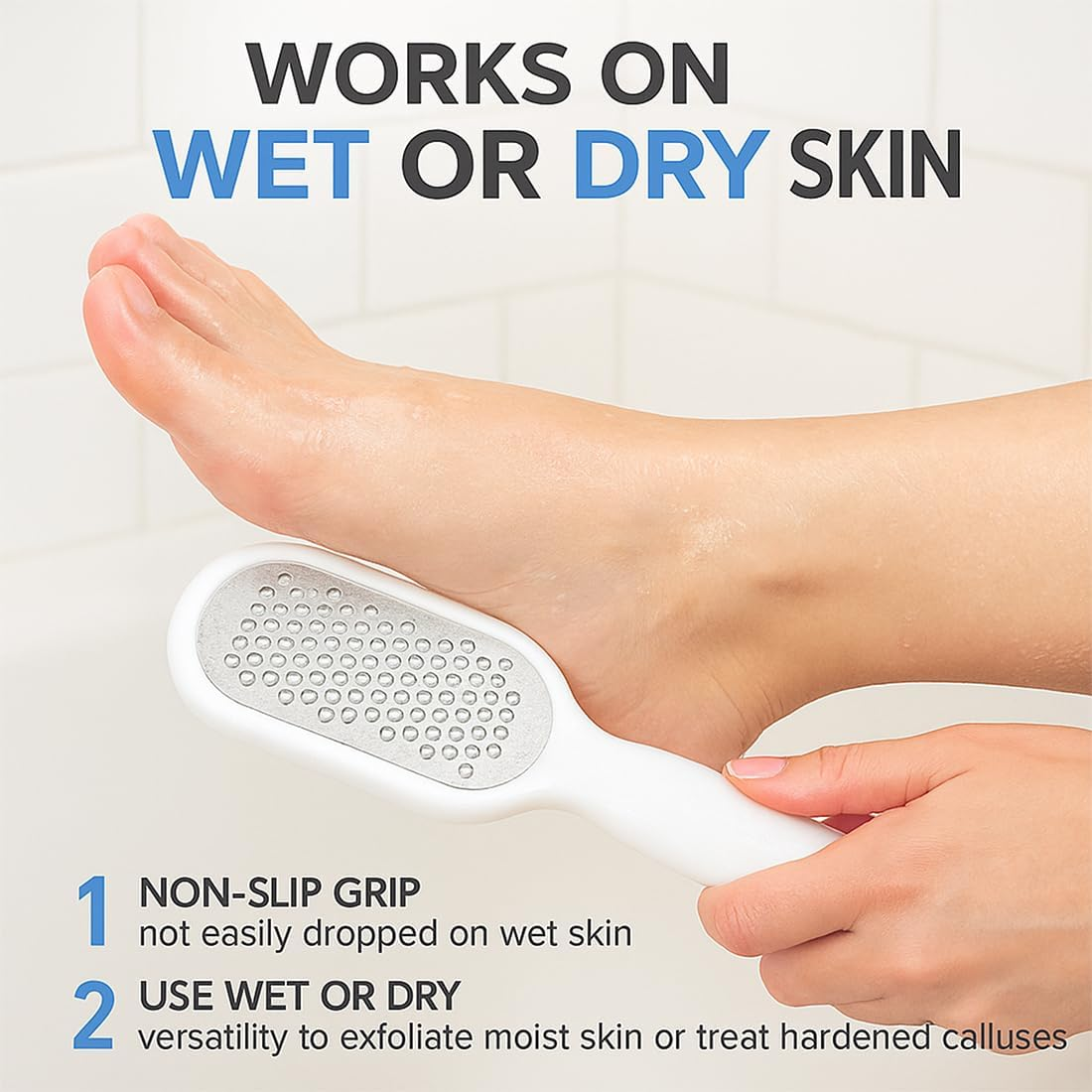 2 X Foot Rasp 2-In-1 (Black & White) with Crumb Tray, Callus Remover for Dry and Wet Feet image number 1