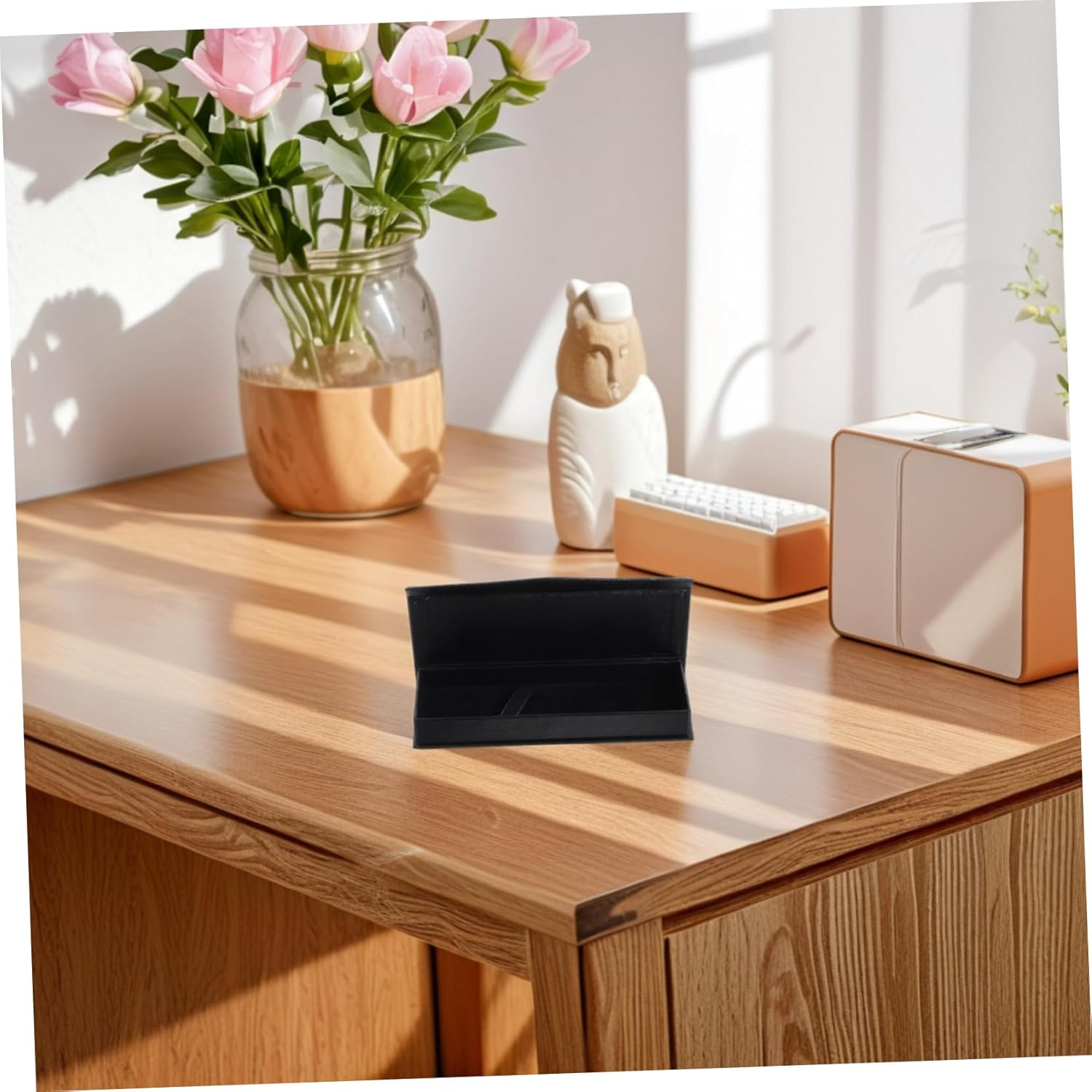 TEHAUX 6Pcs Black Pen Box Pencil Case Rectangular Container Organizer Pen Holder for Home Desk Stationery Storage image number 6