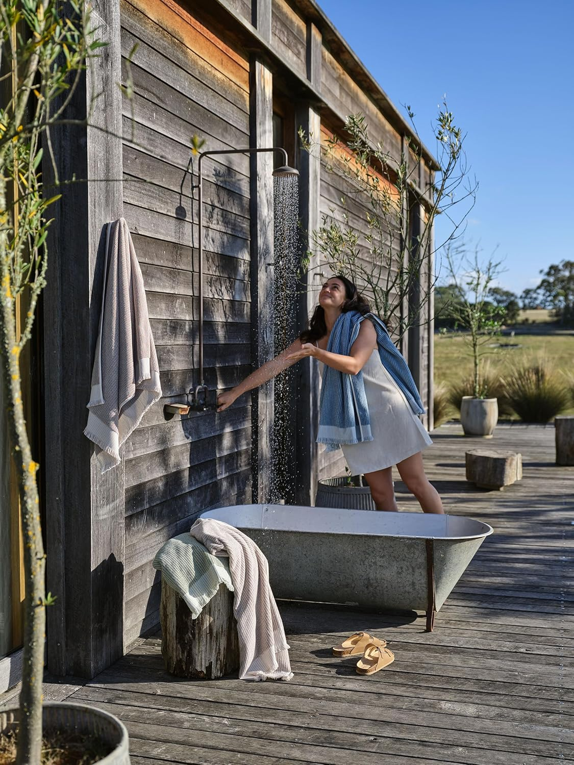 Linen House Alara 580 GSM Face Washer, Rust, 33 Cm X 33 Cm Size - Blue image number 4