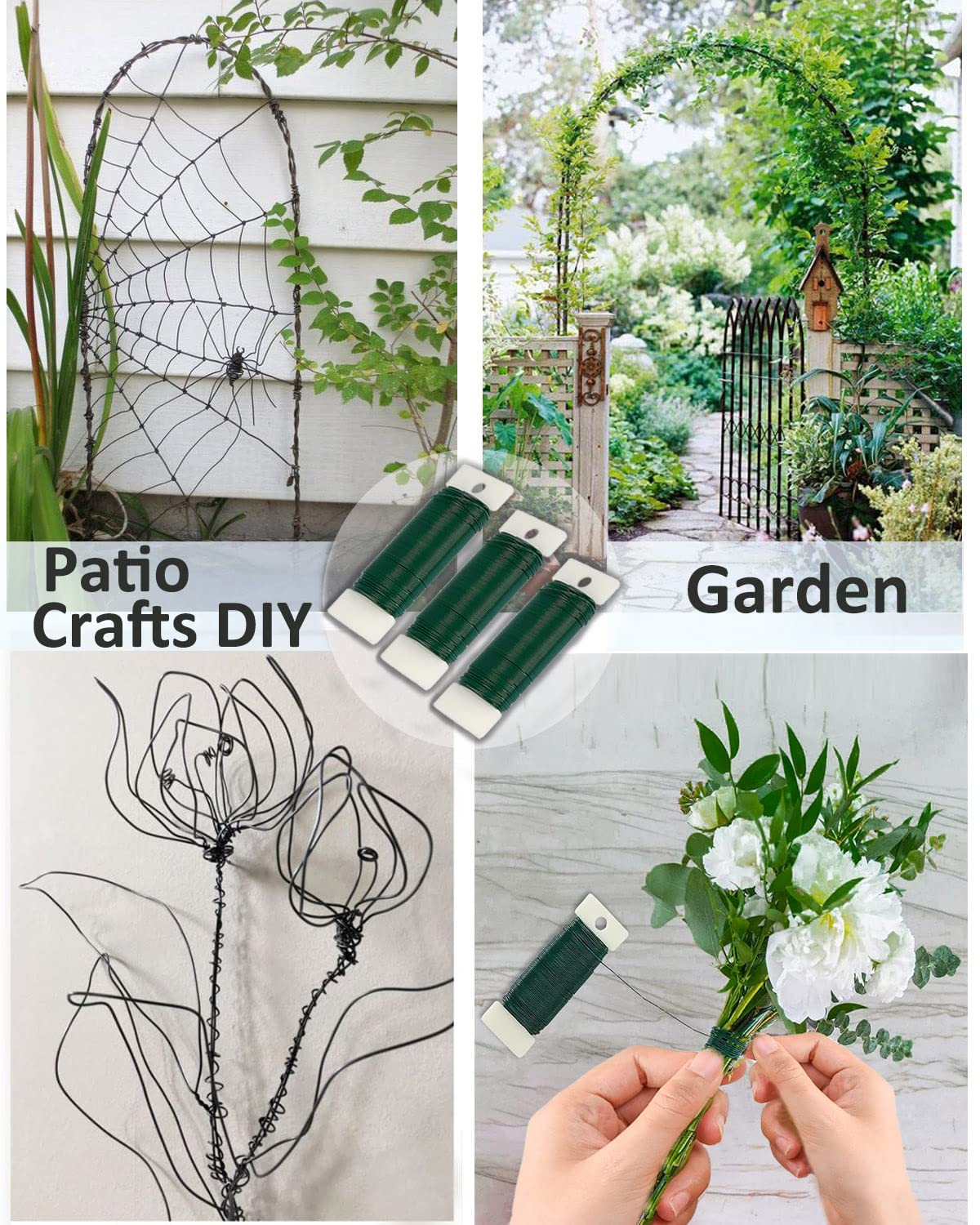 Green Floral Wire, 3 Pack 118 Yards 22 Gauge Flexible Paddle Wire for Christmas Wreaths, Trees, Garlands and Floral Arrangements image number 1