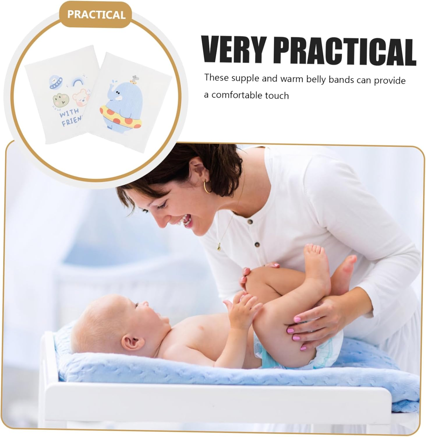 Vaguelly 2Pcs Infant Belly Bands Baby Navel Straps Cotton Double-Layer Seamless Belly Protectors for Newborns Four Seasons Baby Supplies for Gas and Colic image number 2