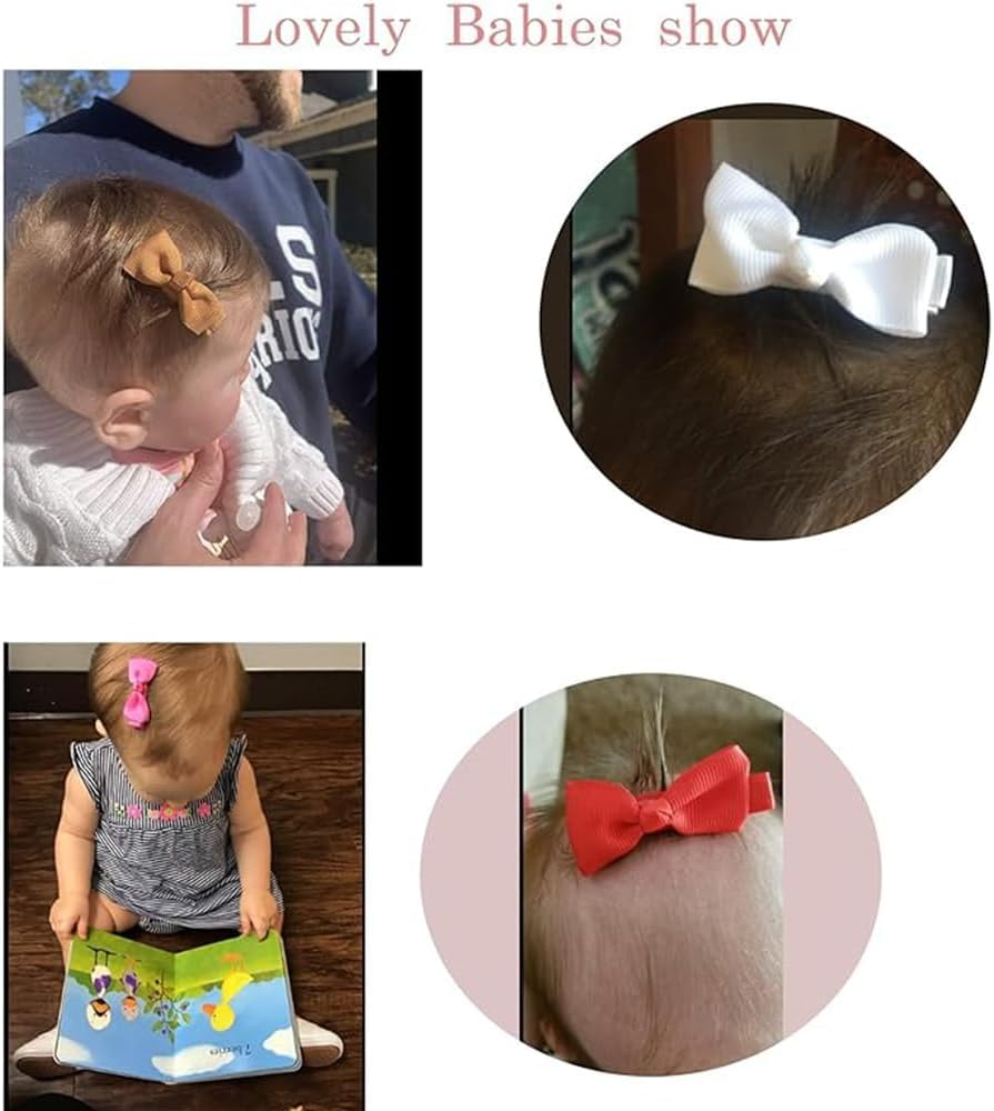 50 Pcs 2Inch Mini Bow Hair Clips for Baby Grils Fine Grosgrain Ribbon Clips Tiny Bow Non-Slip Hair Barrettes with Cute Bows Clips image number 1