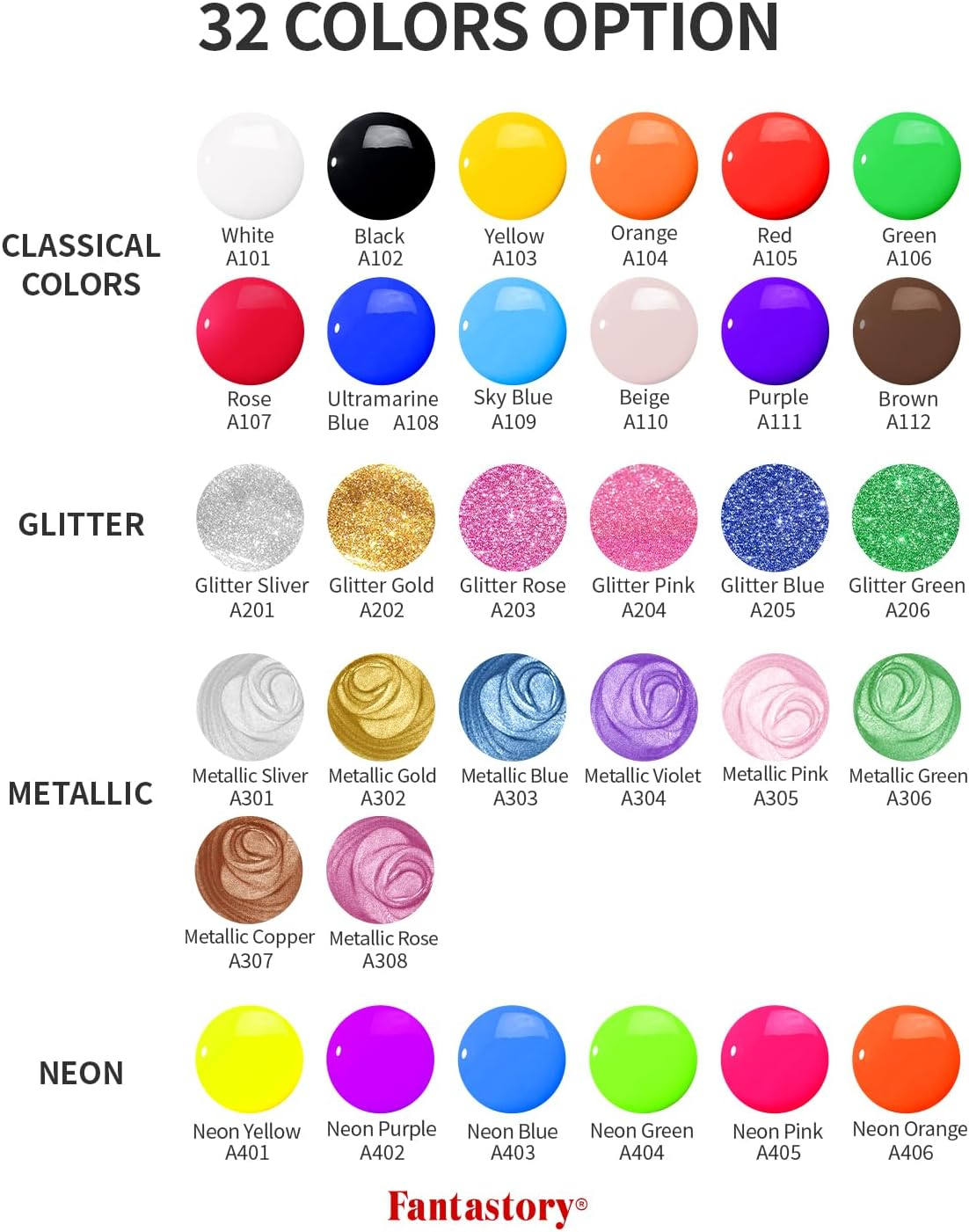 Fantastory Tempera Paint for Kids 32 Colors (2 Oz / 60 Ml Each) Washable Tempera Paint, Poster Paint Sponge Painting, Non-Toxic Kids Paint Finger Paints Hand Paints Bottles Early Learning image number 3