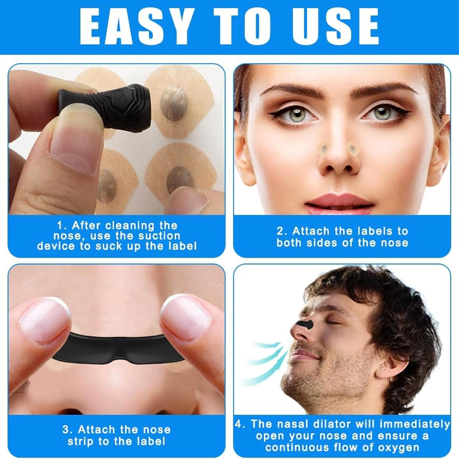 30 Count Breathing Nasal，Breathing Nasal Strip Starter Kit, Boost Oxygen Intake, Reduce Snoring, Improve Sleep Quality, Sweat Resistant, Skin Safe Nasal Strips image number 3