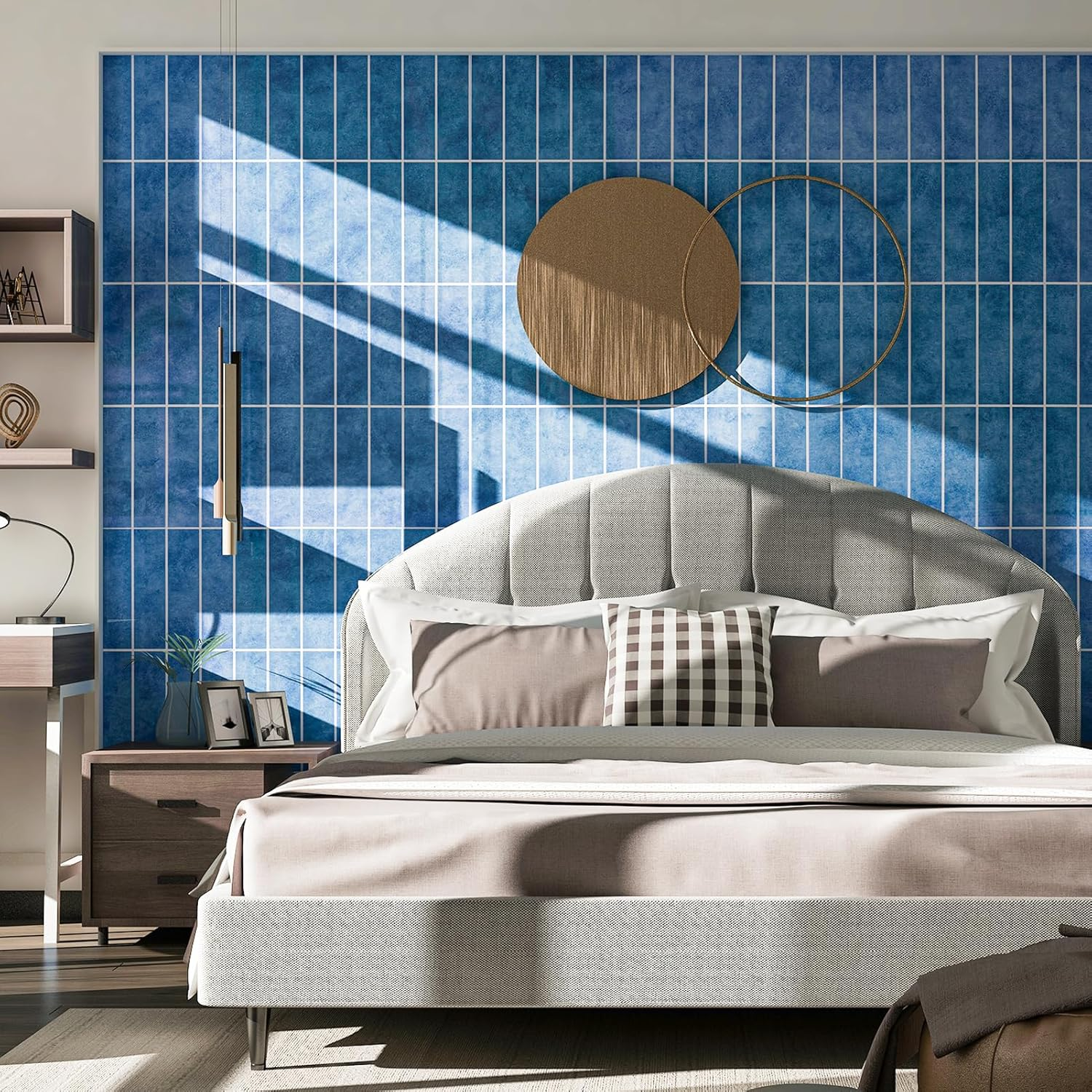 Art3D 10-Sheet Faux Marble Peel and Stick Backsplash Tile for Kitchen Wall Bathroom Countertops, 29X23 CM Stick-On Glazed-Ceramic Finish Resist to Water, Heat and Scratches, Blue image number 5