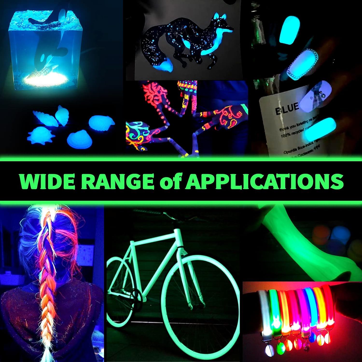 Renfio 3.5Oz/100G Glow in the Dark Pigment Powder, Luminous Powder Resin Color Pigment, Fluorescent Pigment Dye for Epoxy Resin, Slime, Acrylic Paint, Nail, Fine Art - White to Mint - Fluorescent Orange image number 3