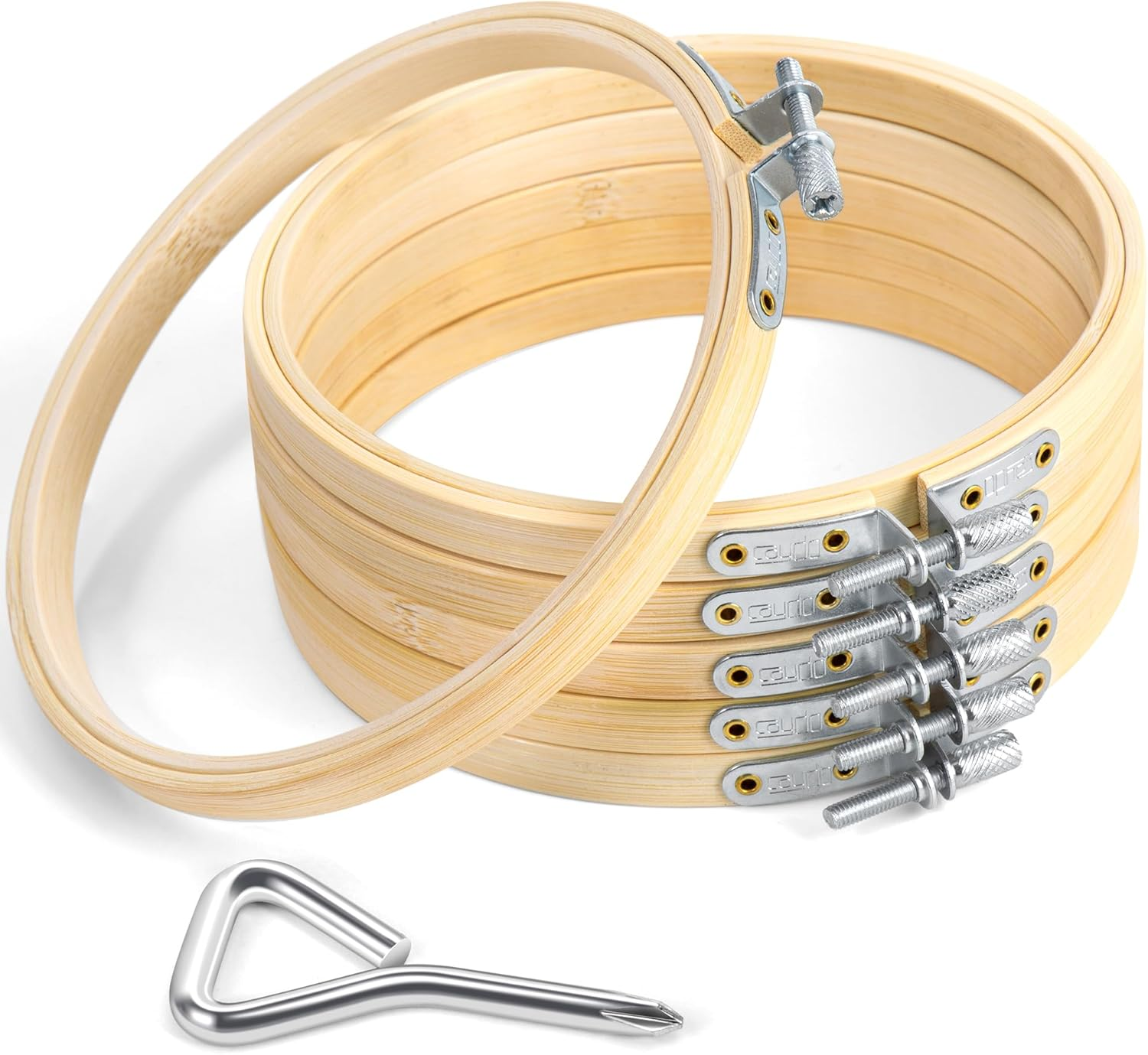 Caydo 6 Pieces 6 Inch Embroidery Hoop with Metal Screw, round Embroidery Hoops Set, Bamboo Cross Stitch Hoop Ring, Embroidery Frames for Art Craft Sewing, Home Ornaments image number 4