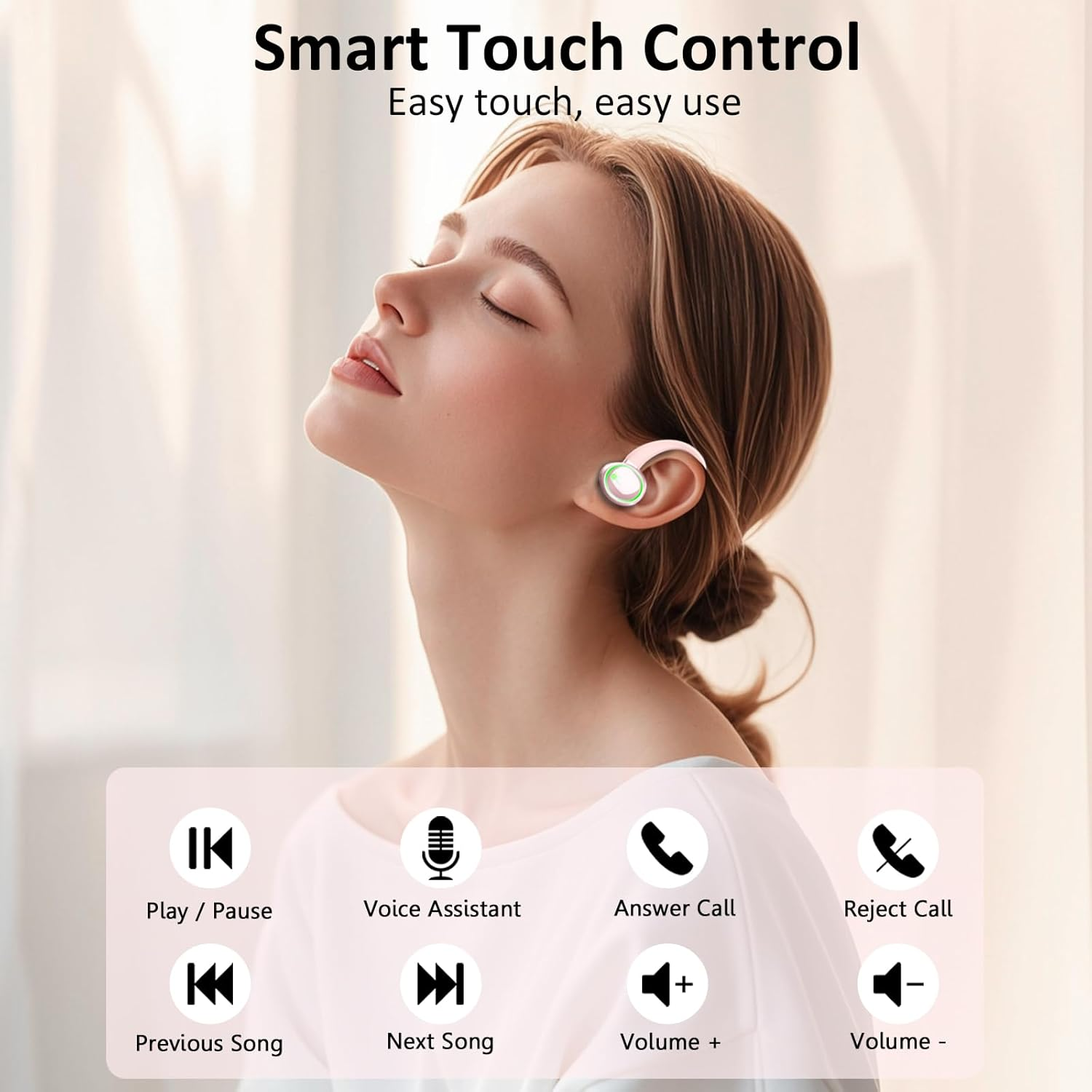 Matast Wireless Earbuds, Bluetooth Headphones Sports, IP7 Waterproof Headset with Earhook Workout, 50H Playback Over-Ear Buds with ENC Noise Cancelling Mic, Deep Bass Fitness Earphones Gym Running image number 5