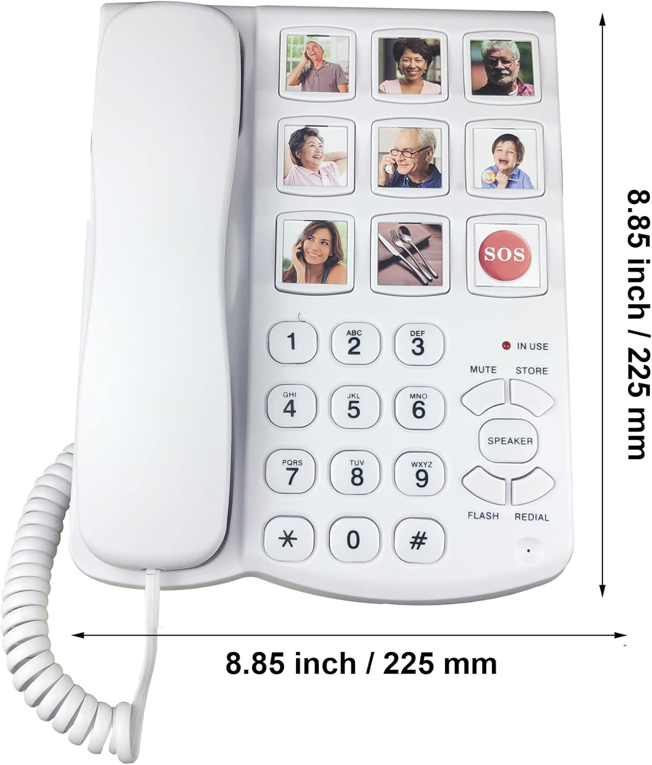 Telpal Big Button Corded Telephone with Speaker for Seniors Elderly, Amplified One Button Touch Picture Landline Phone for Old People, SOS Desk Telephones with Easy to Read Digit Numbers image number 5