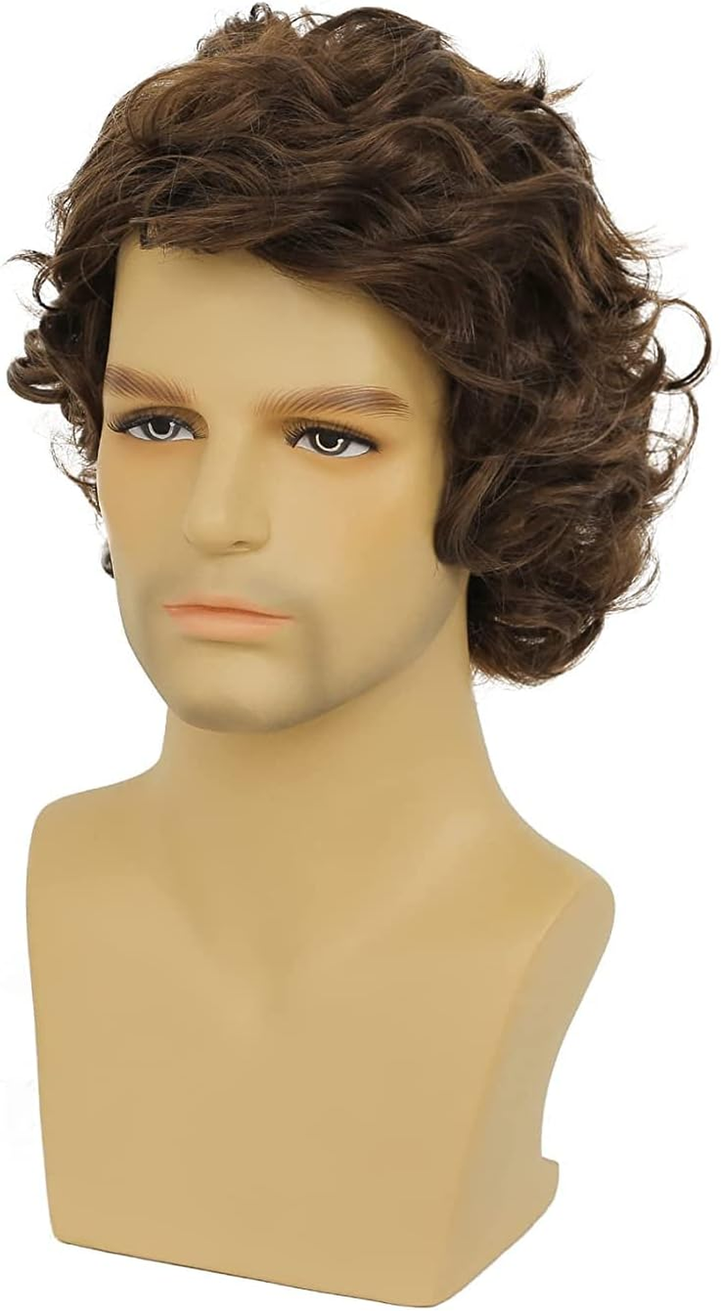 Short Brown Wig for Men, Synthetic Halloween Costume Men'S Wigs image number 4