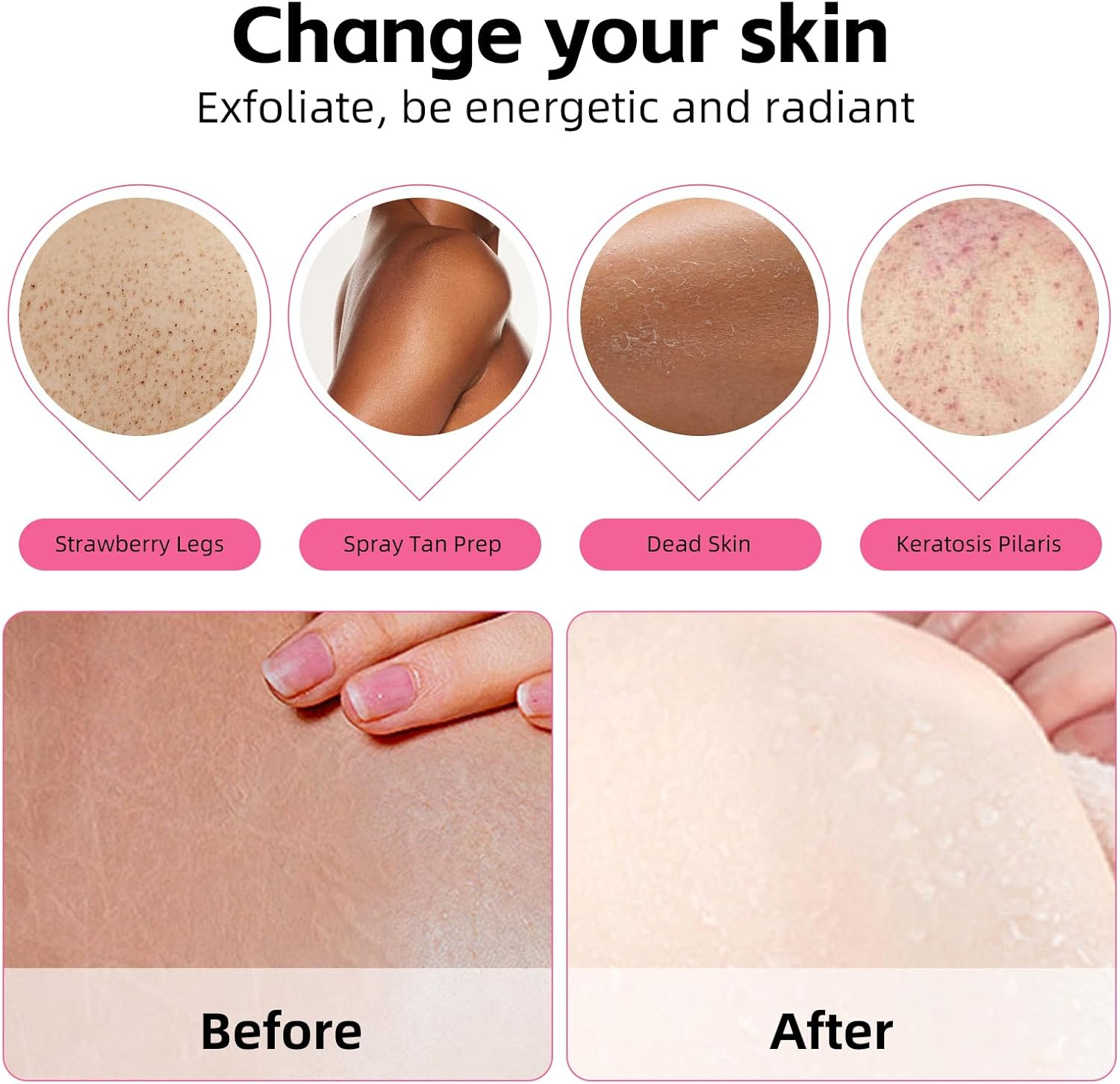 Ozgrove 2 Pcs Exfoliating Body Glove, Shower Scrub Vegan Viscose Mitt for Women and Men, Dead Skin Remover for SPA Body Scrubber Self-Tan Keratosis Pilaris Dry Skin (Black) image number 5