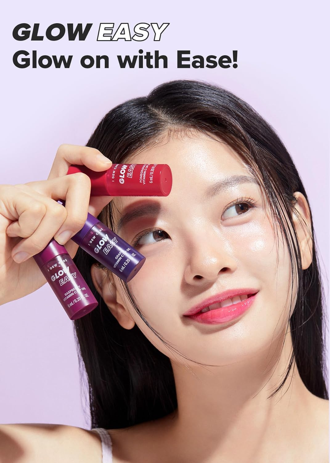 I DEW CARE Glow Easy Pomegranate Vitamin C Lip Oil, Pigmented Glossy Lip Oil, Hydrating, Korean Makeup, Tinted Lip Care, Cool Red, 0.20 Fl Oz