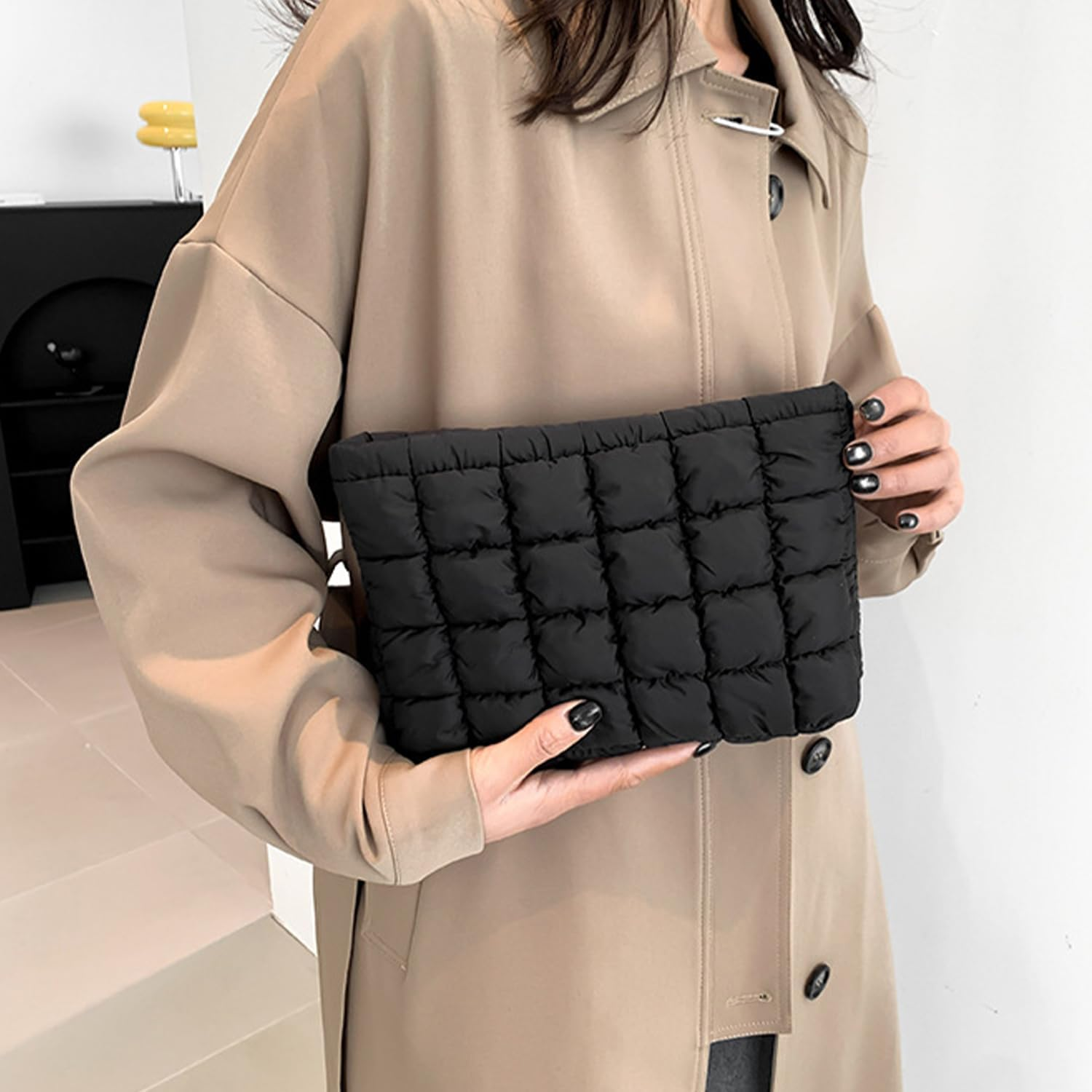 1 Piece Black Cosmetic Bag, Women'S Storage Bag, Large Capacity Cosmetic Bag, Simple Storage Bag, Fashionable Clutch Bag image number 1