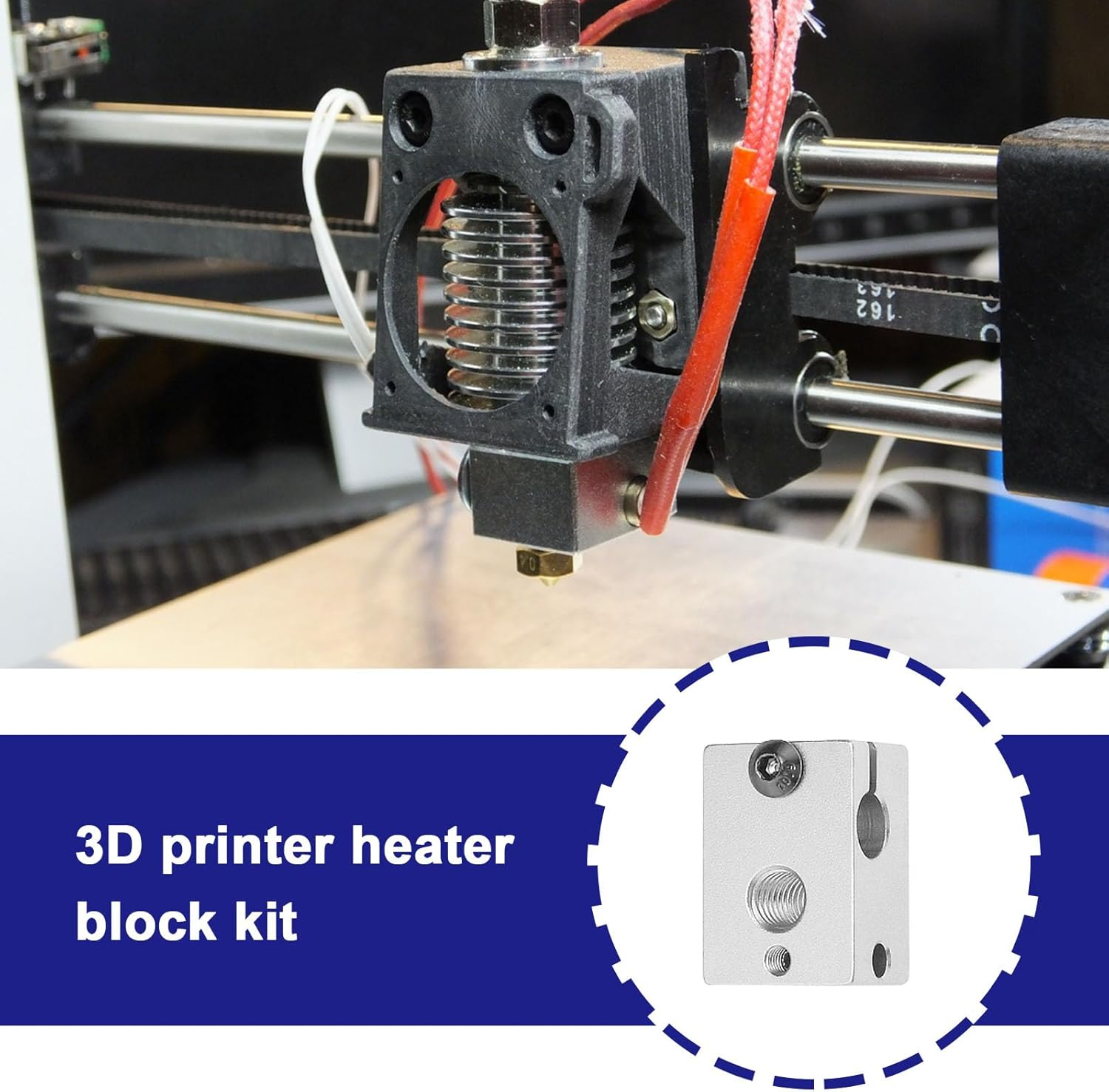 Be in Your Mind 1 Set 3D Printer Heater Block Kit 3D Printer Sensor Heater Block 3D Printer Thermistor Enclosure Cable Heating Block Compatible with E3D V6 Clone image number 3